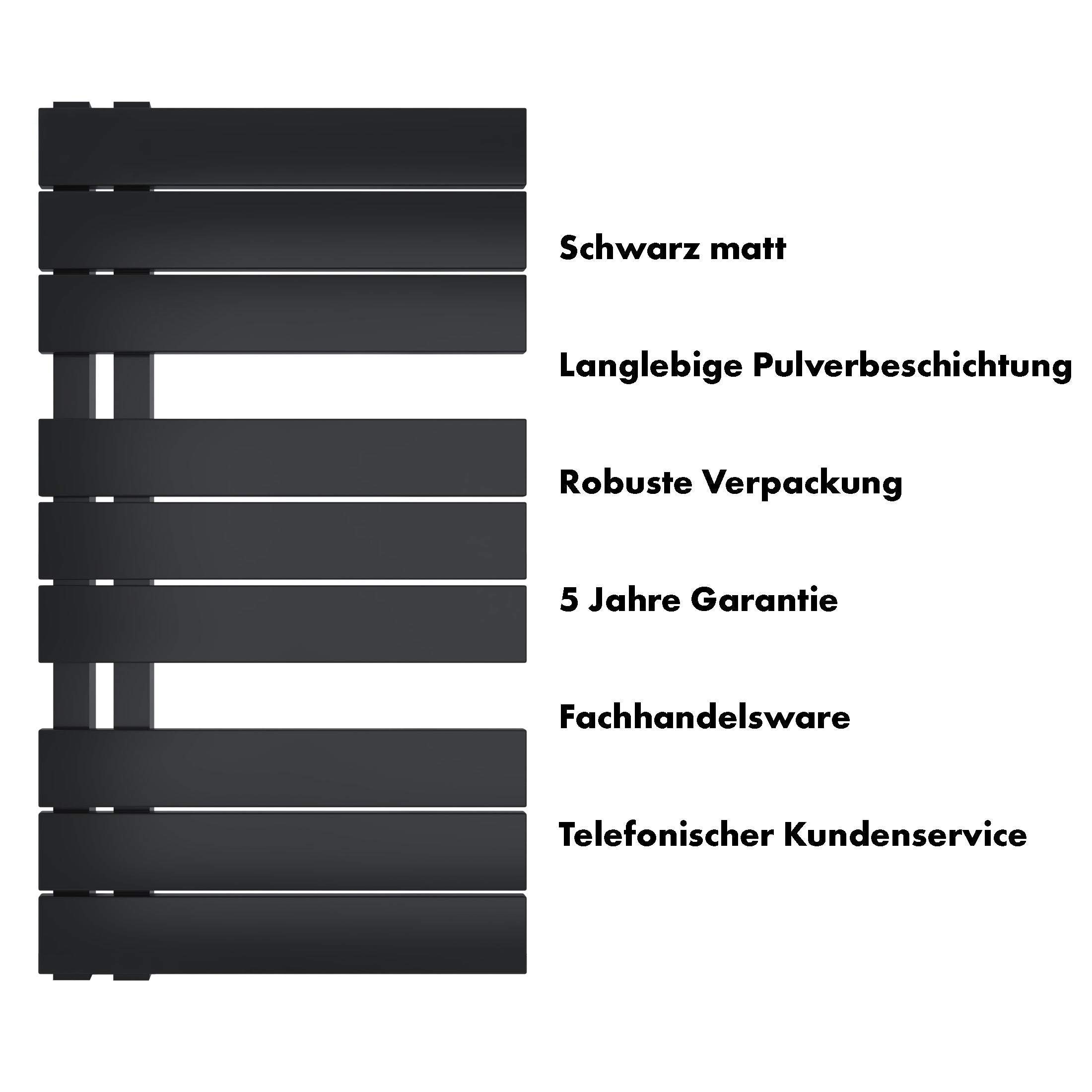 Badheizkörper Aquarius mit Seitenanschluss schwarz matt - badheizkoerper.net