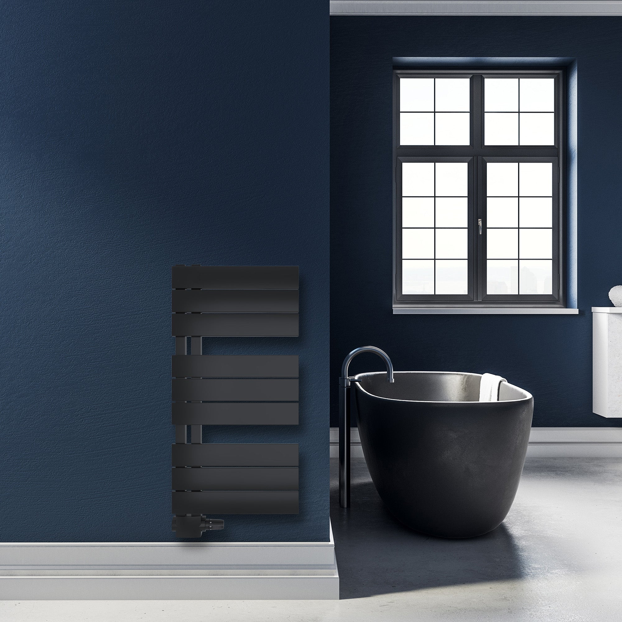 Badheizkörper Aquarius mit Seitenanschluss schwarz matt - badheizkoerper.net