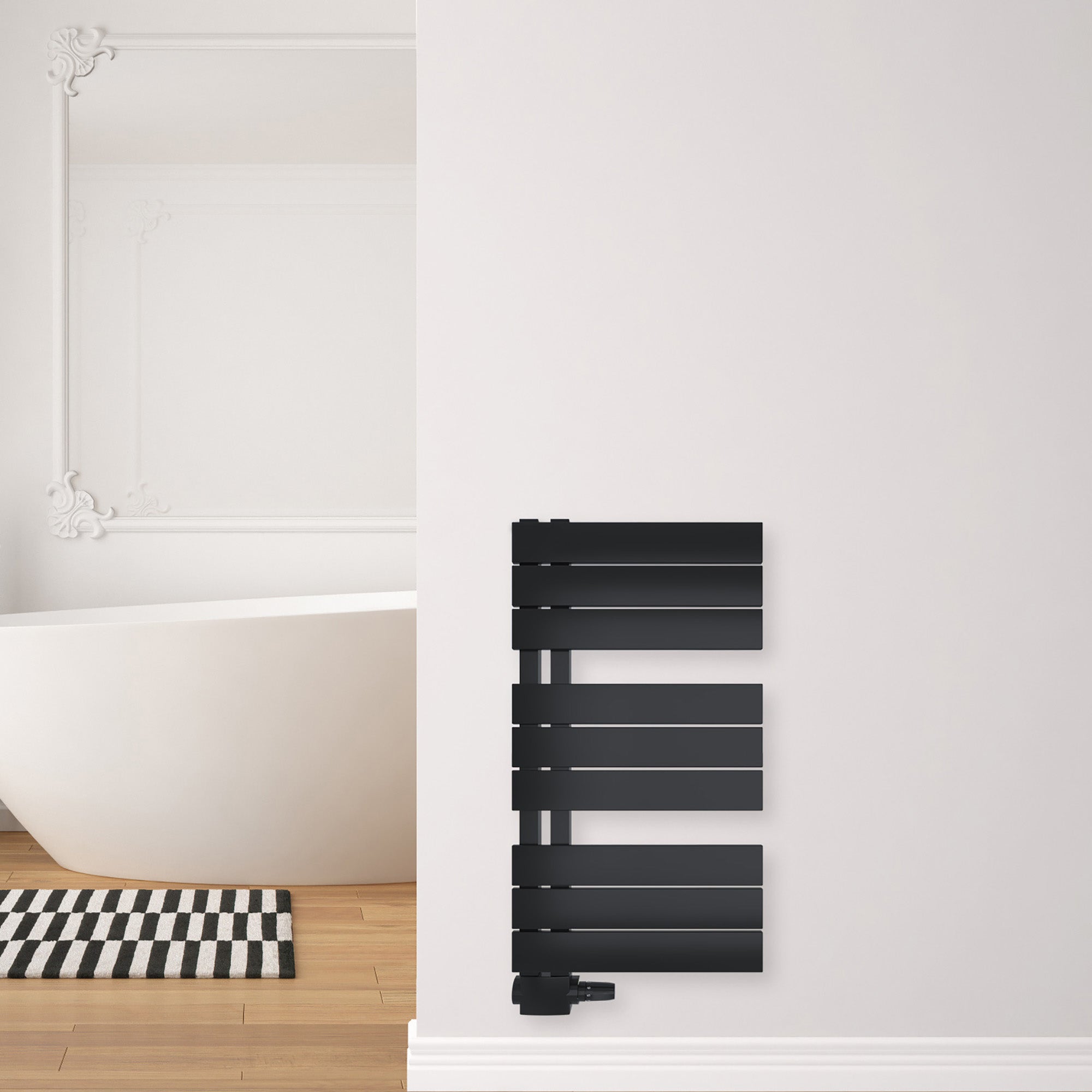 Badheizkörper Aquarius mit Seitenanschluss schwarz matt - badheizkoerper.net