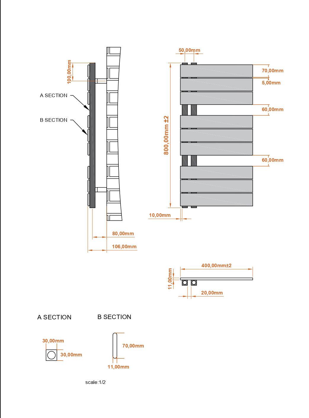 Badheizkörper Aquarius mit Seitenanschluss - badheizkoerper.net
