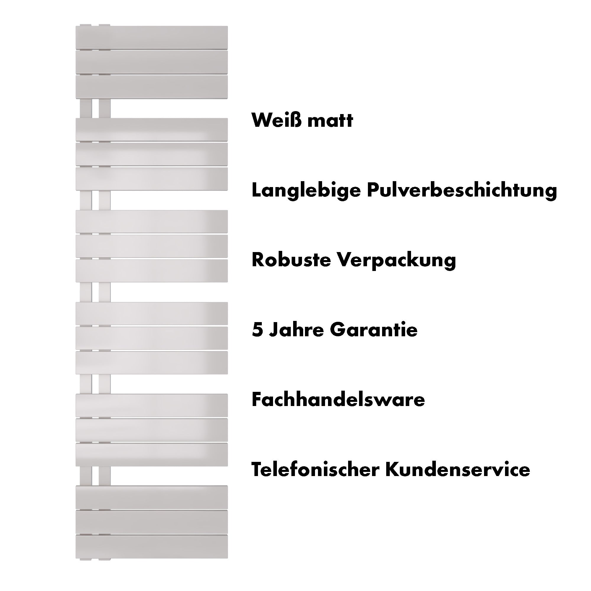 Badheizkörper Aquarius mit Seitenanschluss weiß matt - badheizkoerper.net