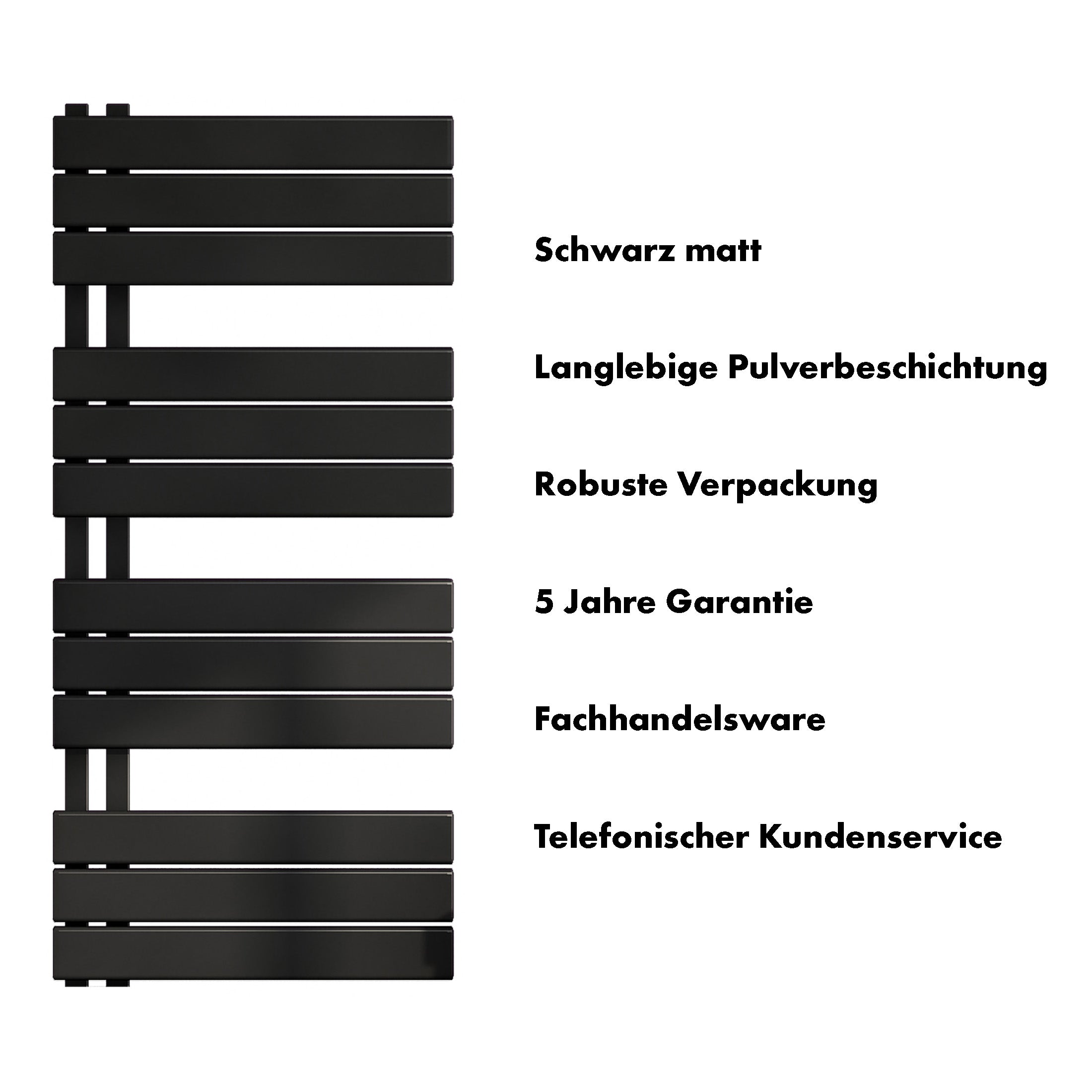 Badheizkörper Aquarius mit Seitenanschluss schwarz matt - badheizkoerper.net