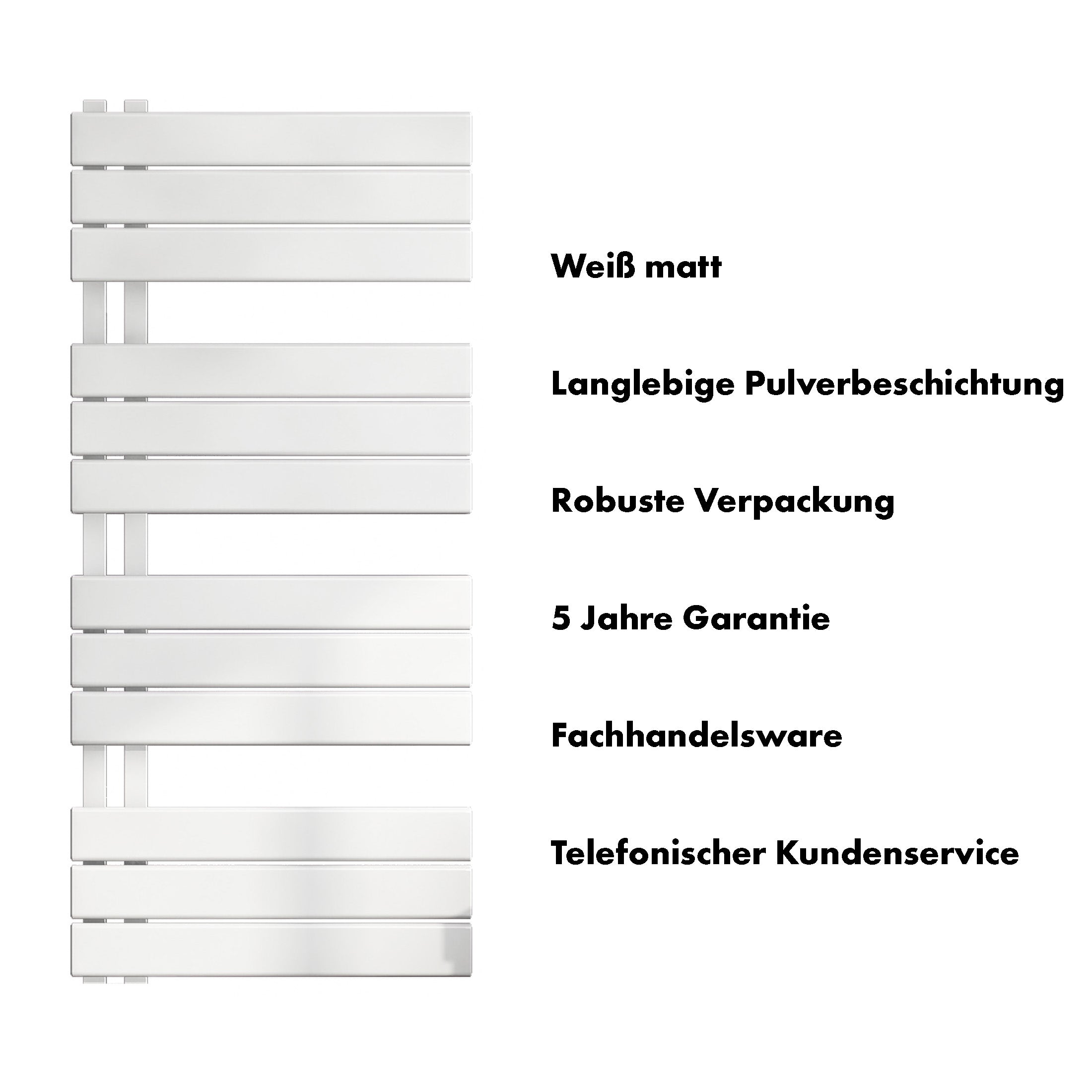 Badheizkörper Aquarius mit Seitenanschluss weiß matt - badheizkoerper.net