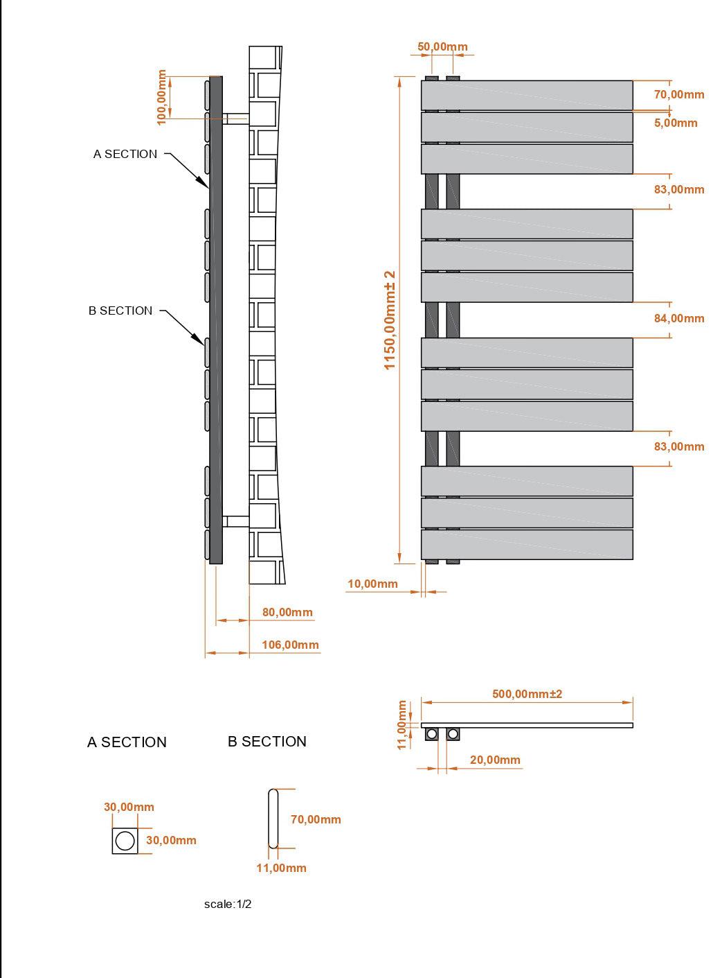Badheizkörper Aquarius mit Seitenanschluss - badheizkoerper.net