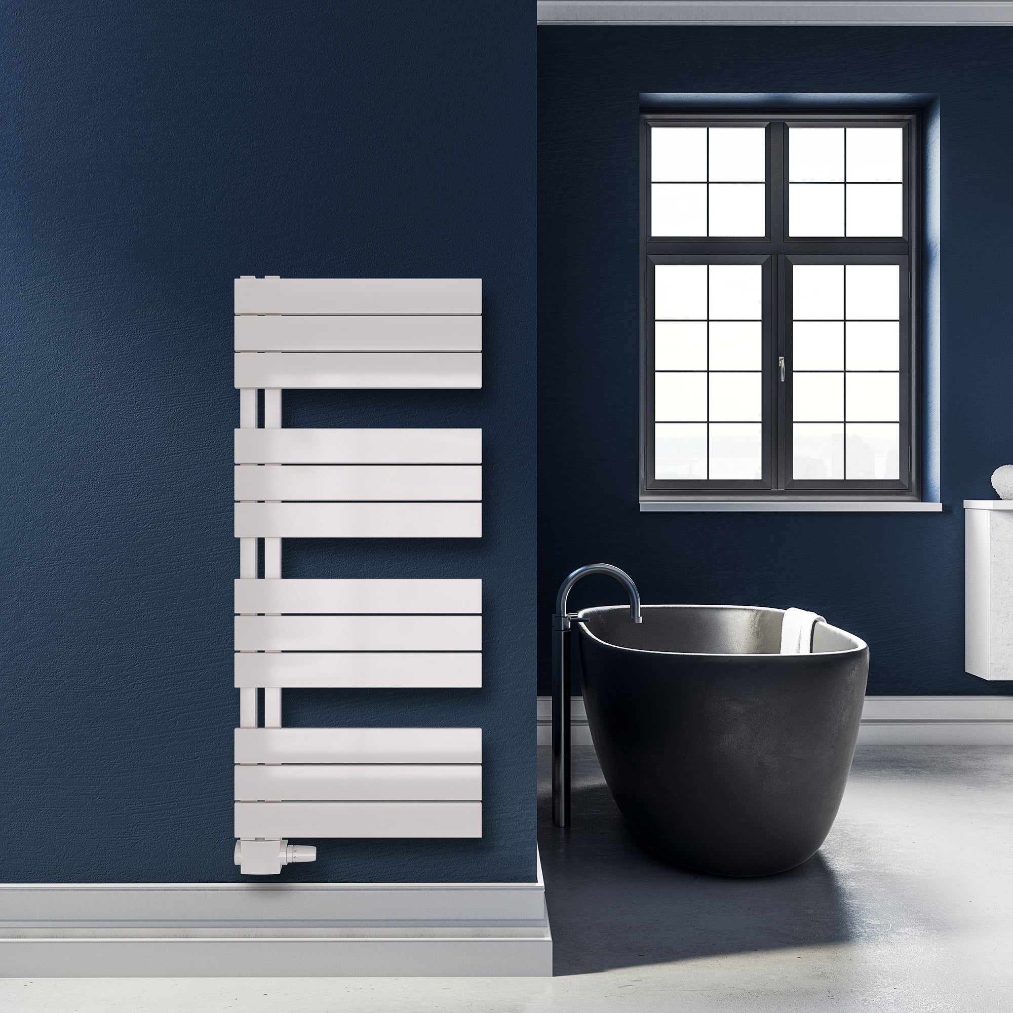 Badheizkörper Aquarius mit Seitenanschluss weiß matt - badheizkoerper.net