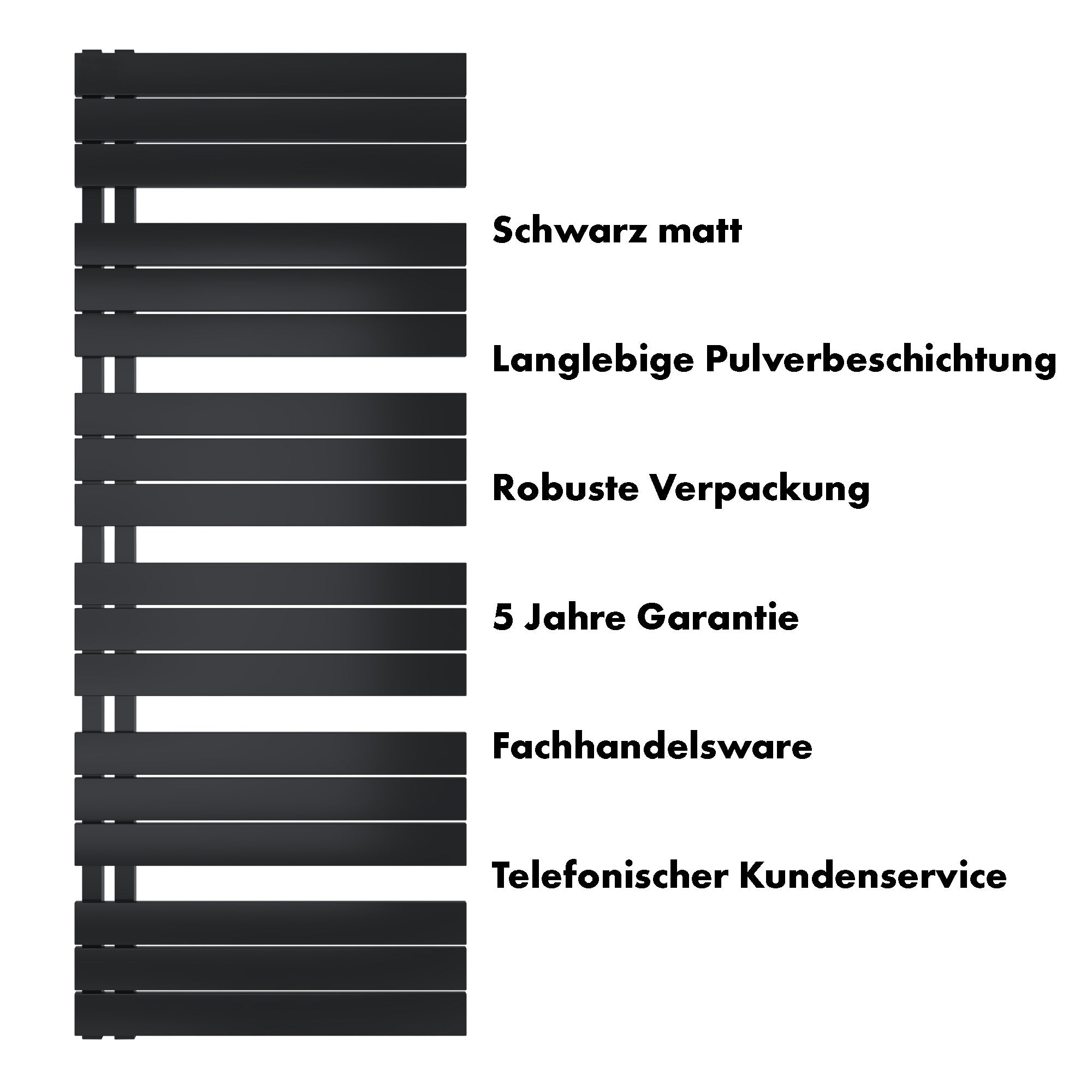 Badheizkörper Aquarius mit Seitenanschluss schwarz matt - badheizkoerper.net