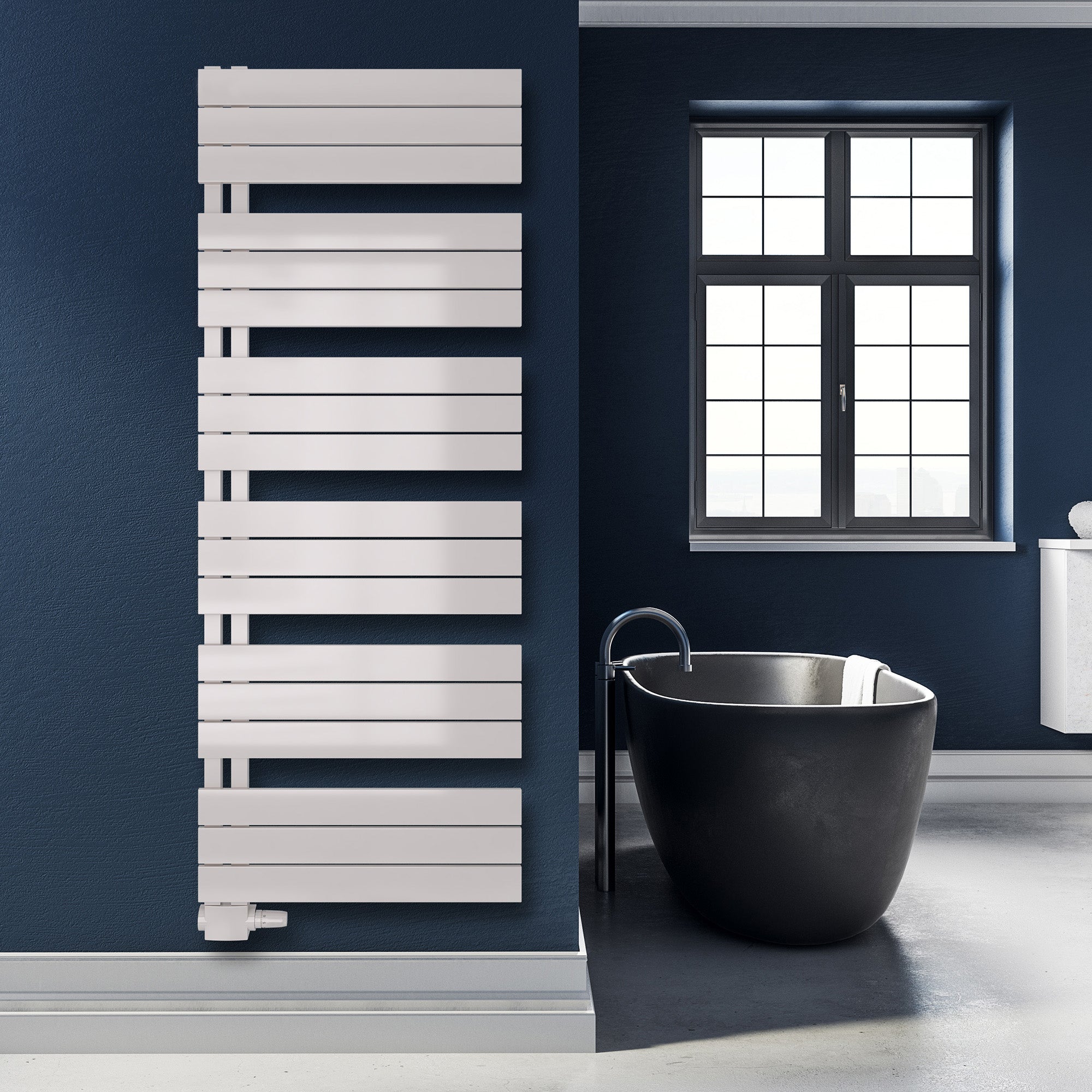 Badheizkörper Aquarius mit Seitenanschluss weiß matt - badheizkoerper.net