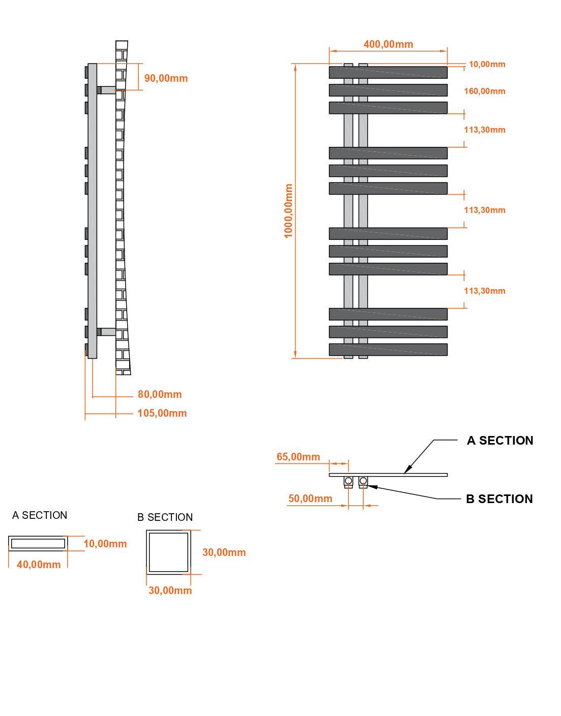 Badheizkörper Abell mit Seitenanschluss schwarz matt - badheizkoerper.net