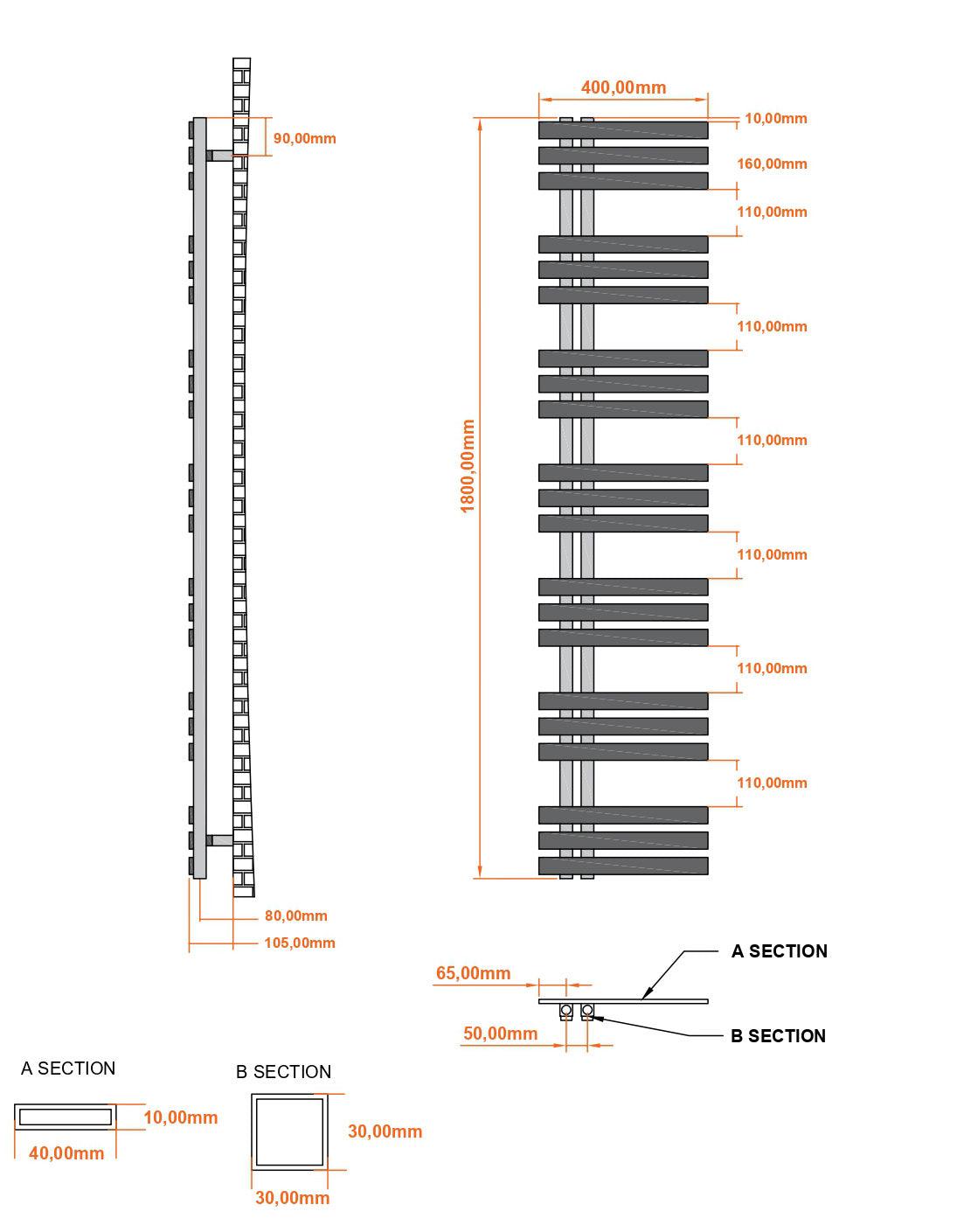 Badheizkörper Abell mit Seitenanschluss schwarz matt - badheizkoerper.net