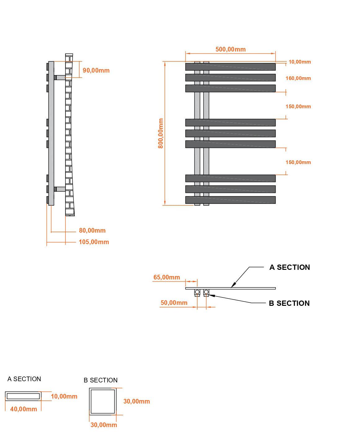 Badheizkörper Abell mit Seitenanschluss chrom - badheizkoerper.net