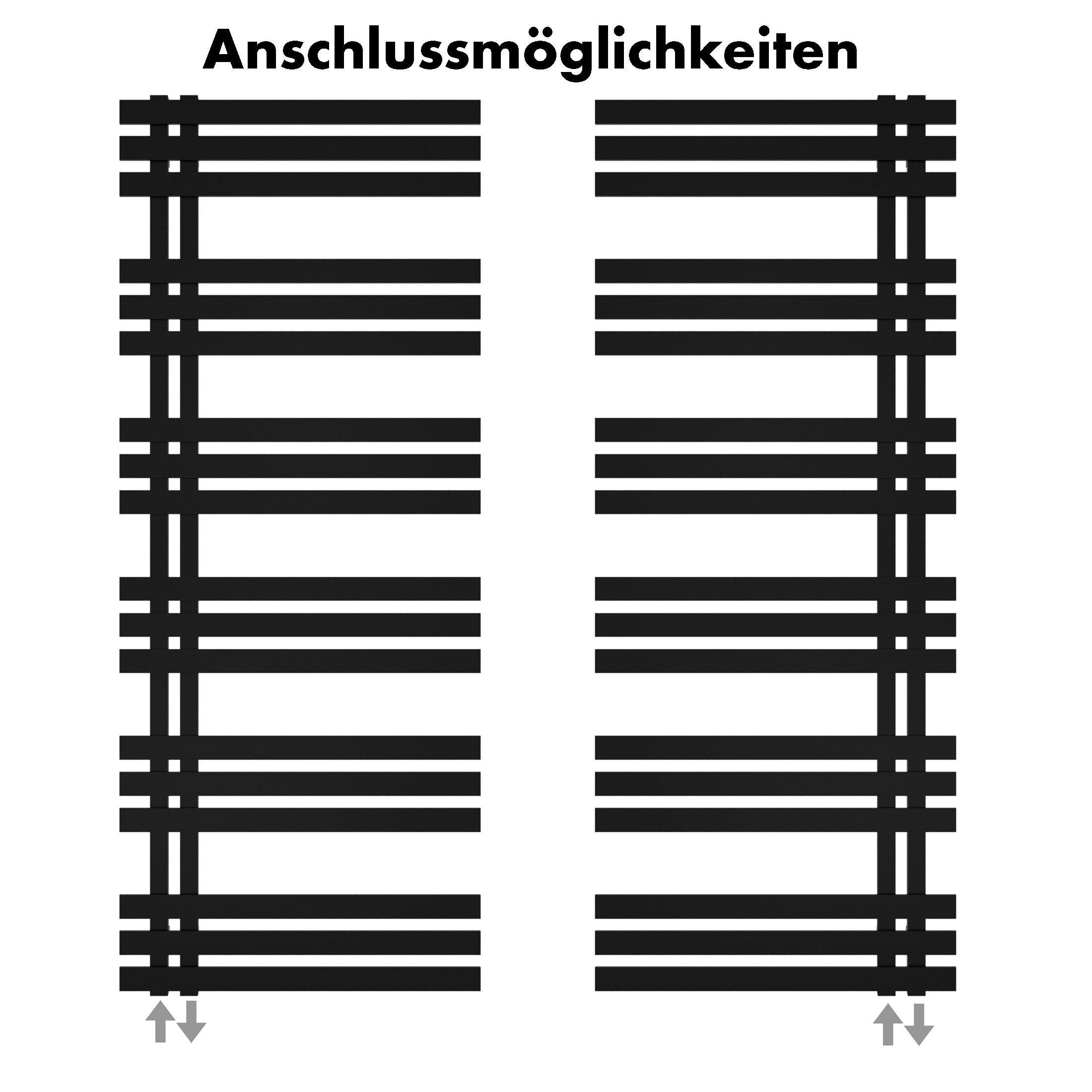 Badheizkörper Abell mit Seitenanschluss schwarz matt - badheizkoerper.net