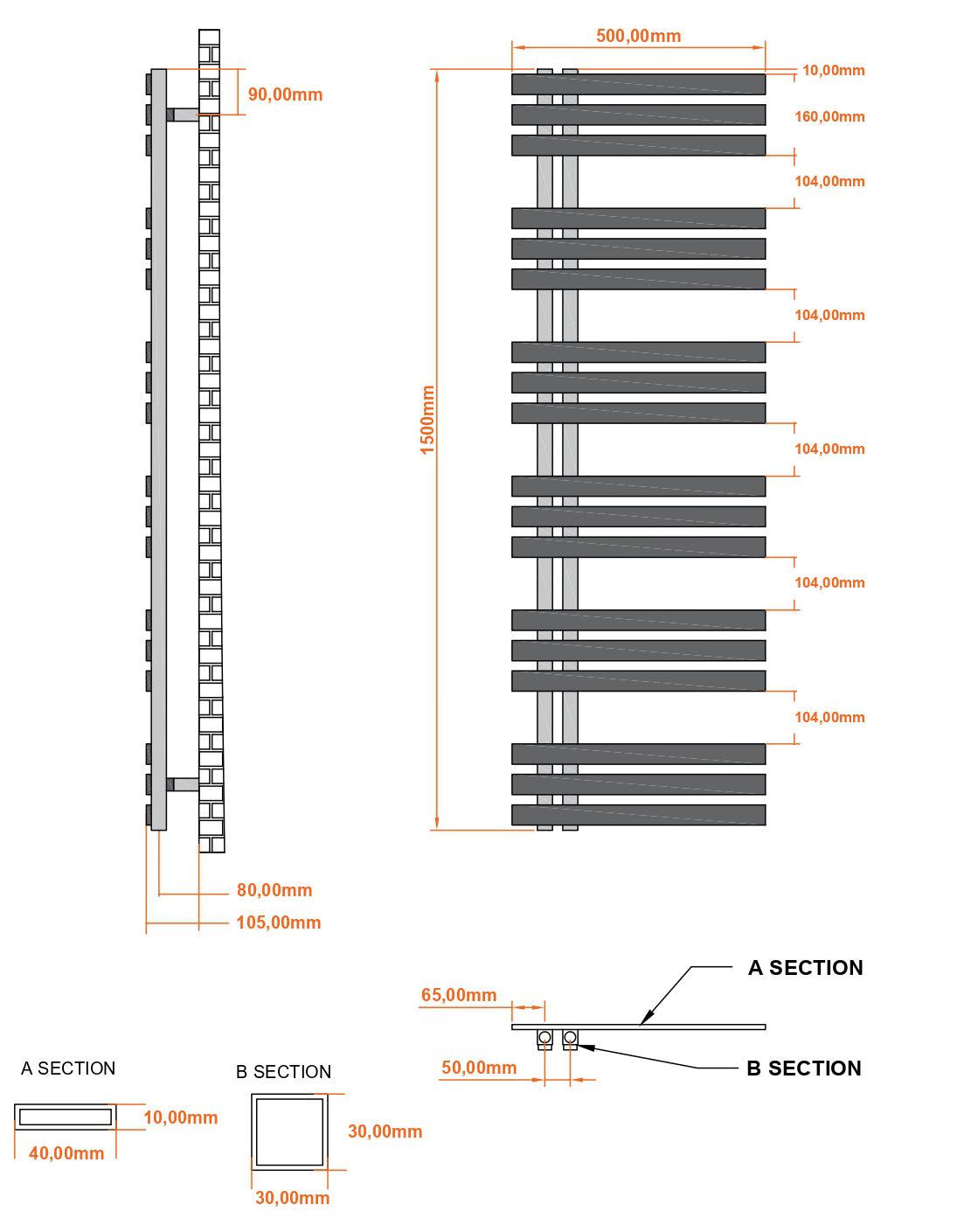 Badheizkörper Abell mit Seitenanschluss schwarz matt - badheizkoerper.net