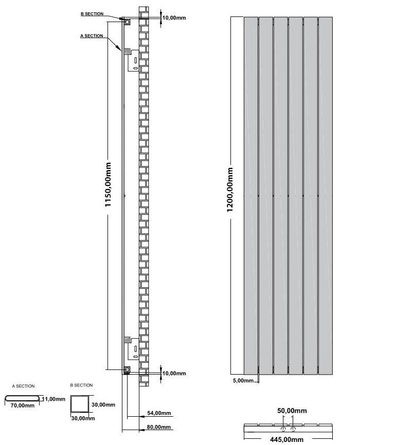Badheizkörper Terius mit Mittelanschluss anthrazit matt - badheizkoerper.net