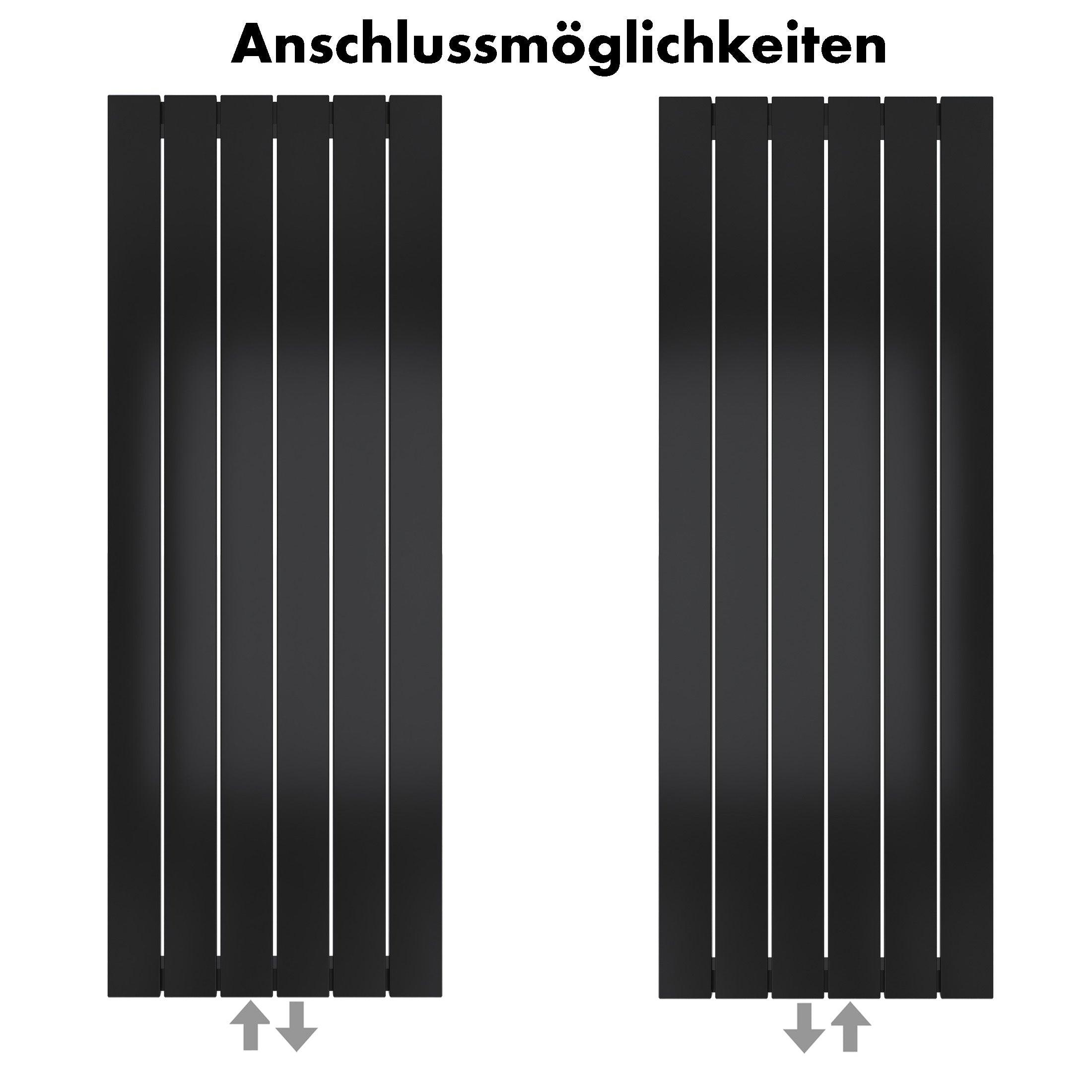 Badheizkörper Terius mit Mittelanschluss schwarz matt - badheizkoerper.net