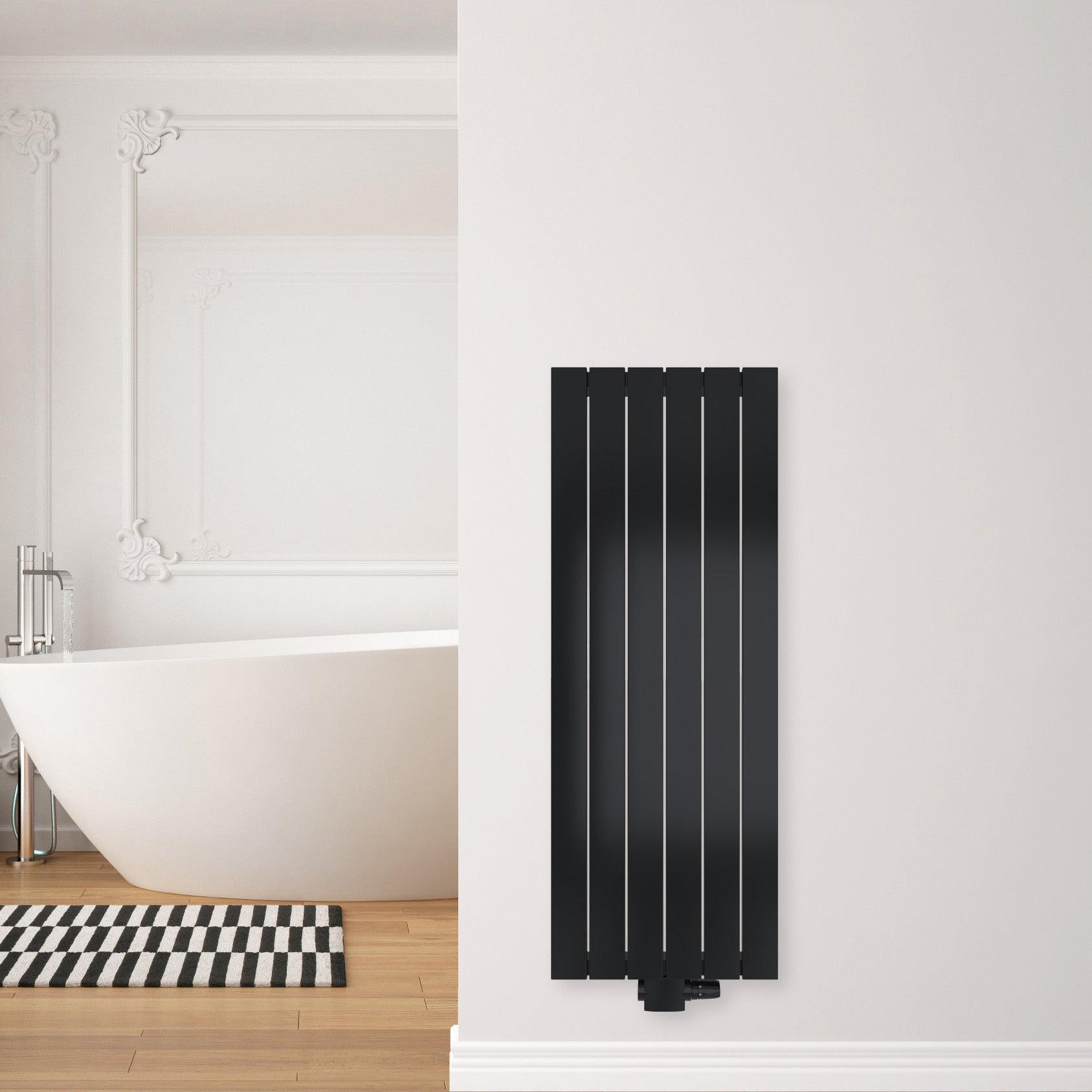 Badheizkörper Terius mit Mittelanschluss schwarz matt - badheizkoerper.net