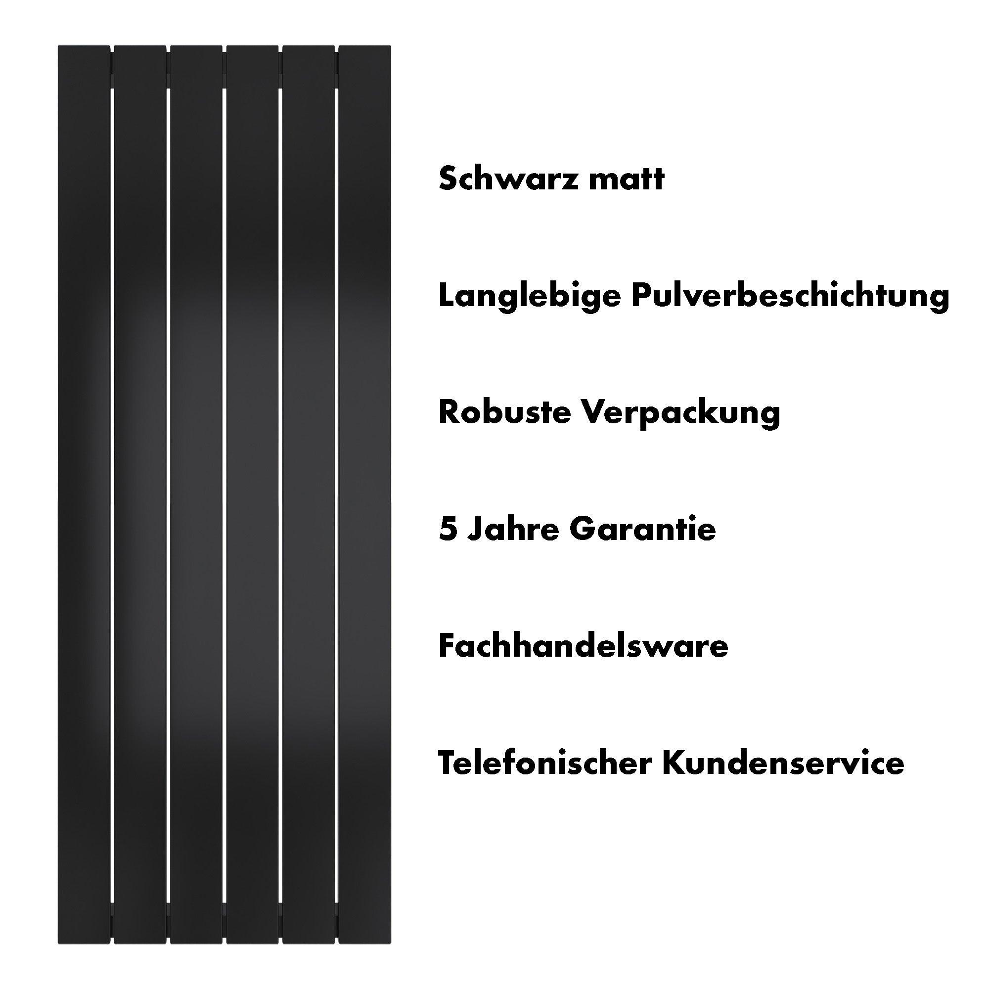 Badheizkörper Terius mit Mittelanschluss schwarz matt - badheizkoerper.net