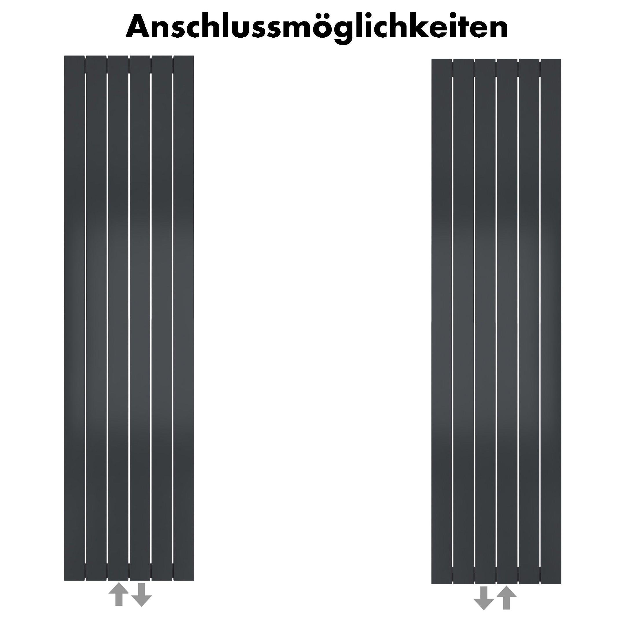 Badheizkörper Terius mit Mittelanschluss anthrazit matt - badheizkoerper.net