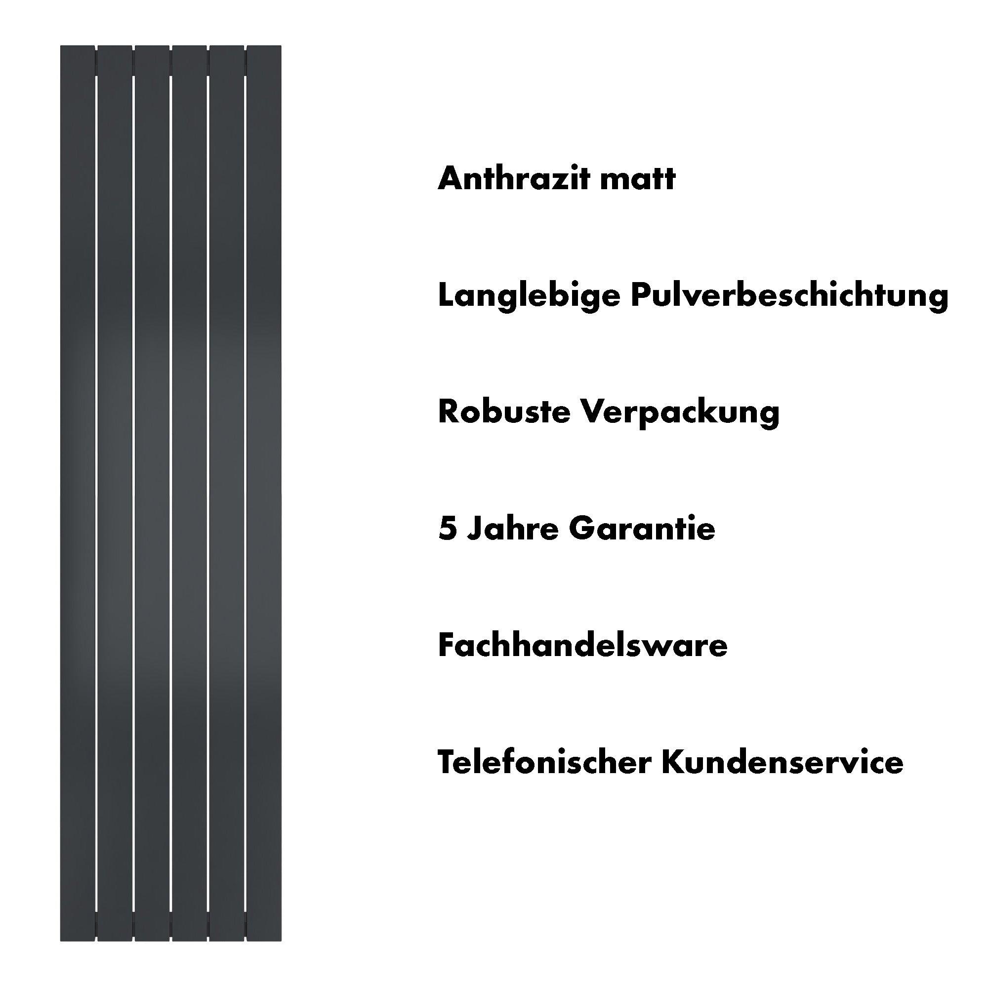 Badheizkörper Terius mit Mittelanschluss anthrazit matt - badheizkoerper.net