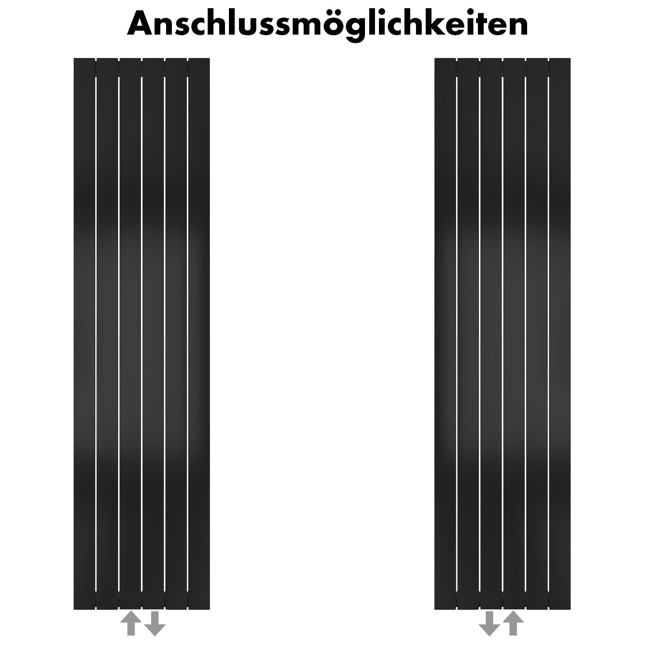 Badheizkörper Terius mit Mittelanschluss schwarz matt - badheizkoerper.net
