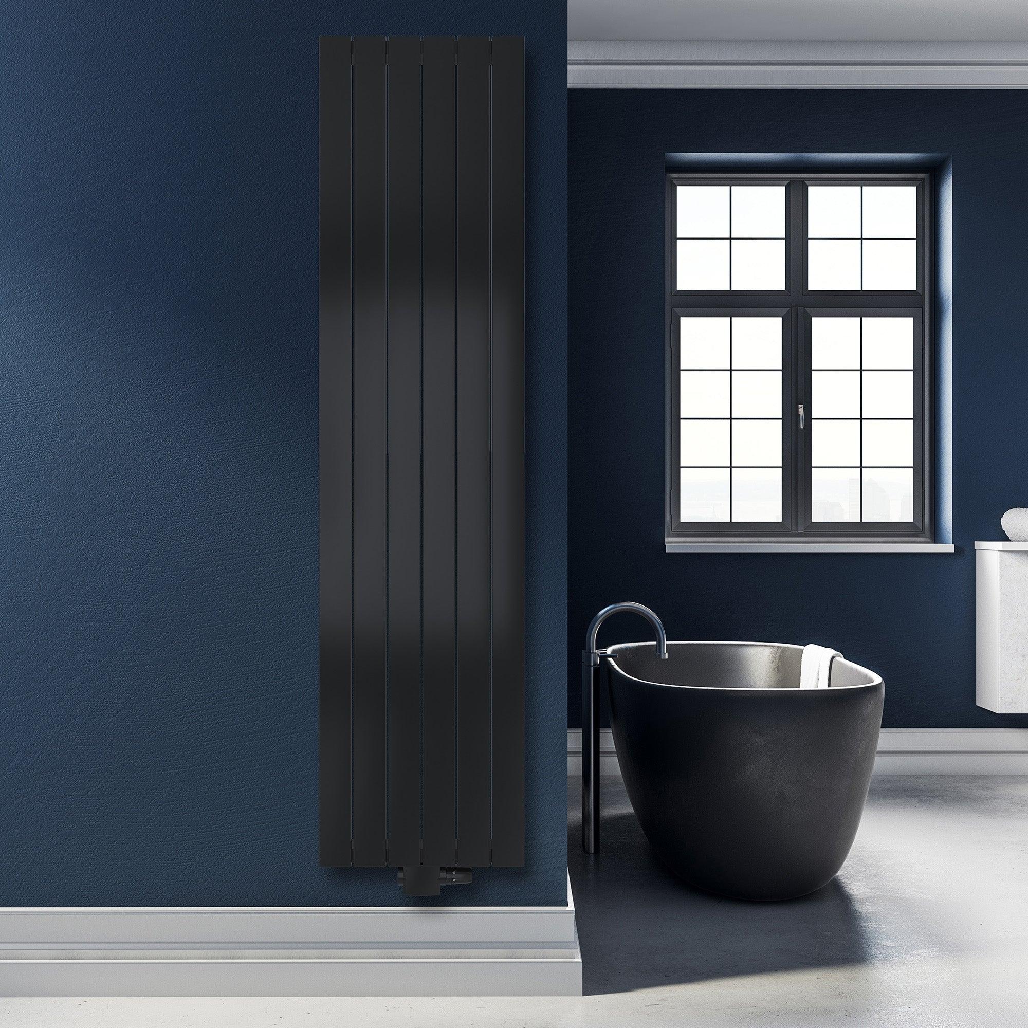 Badheizkörper Terius mit Mittelanschluss schwarz matt - badheizkoerper.net