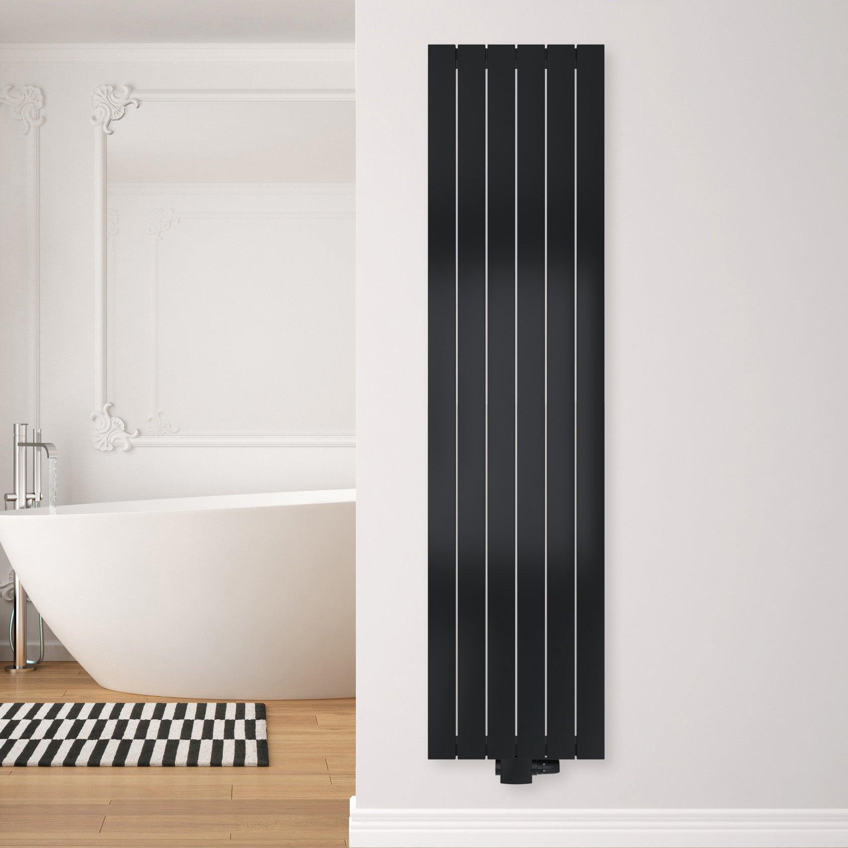 Badheizkörper Terius mit Mittelanschluss schwarz matt - badheizkoerper.net