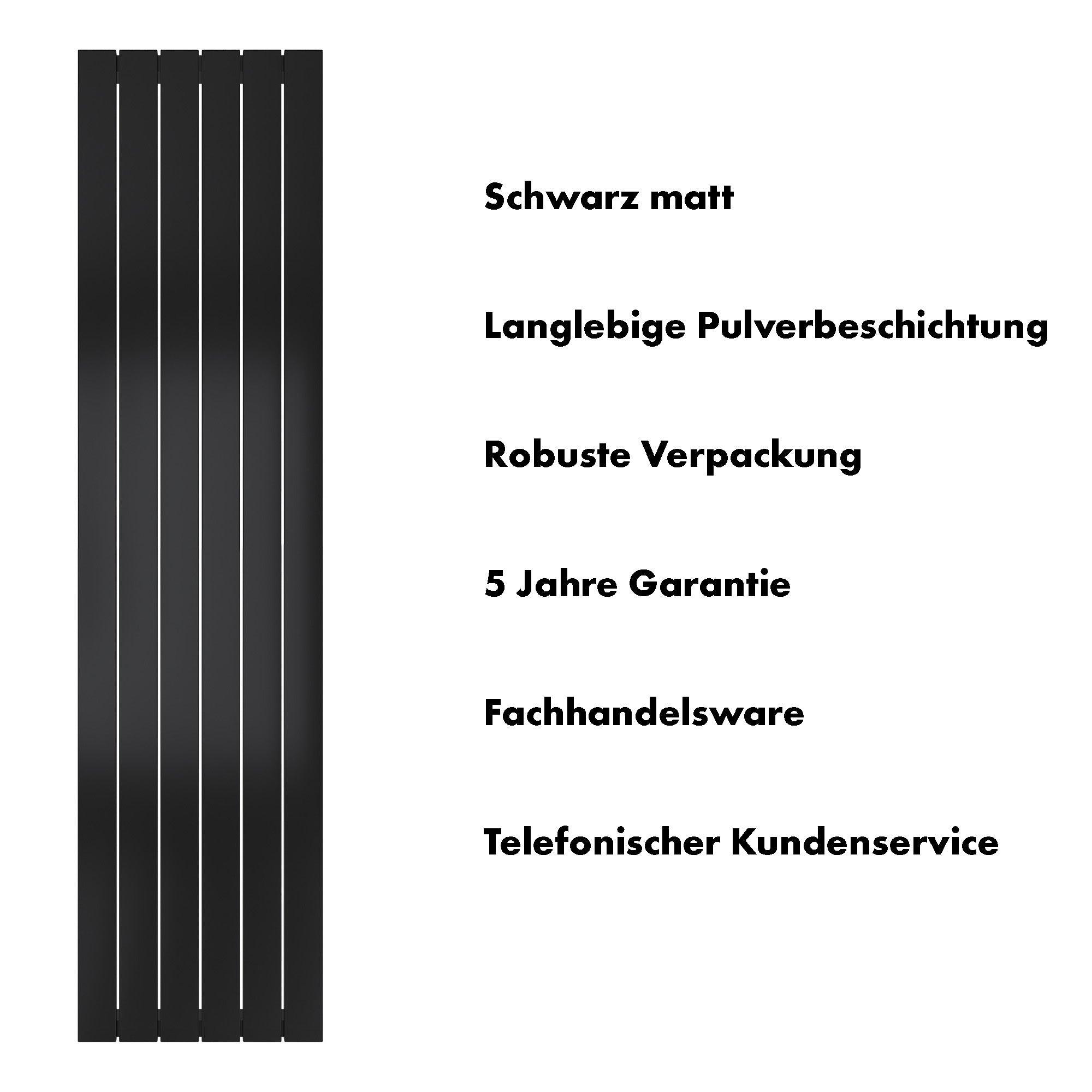 Badheizkörper Terius mit Mittelanschluss schwarz matt - badheizkoerper.net