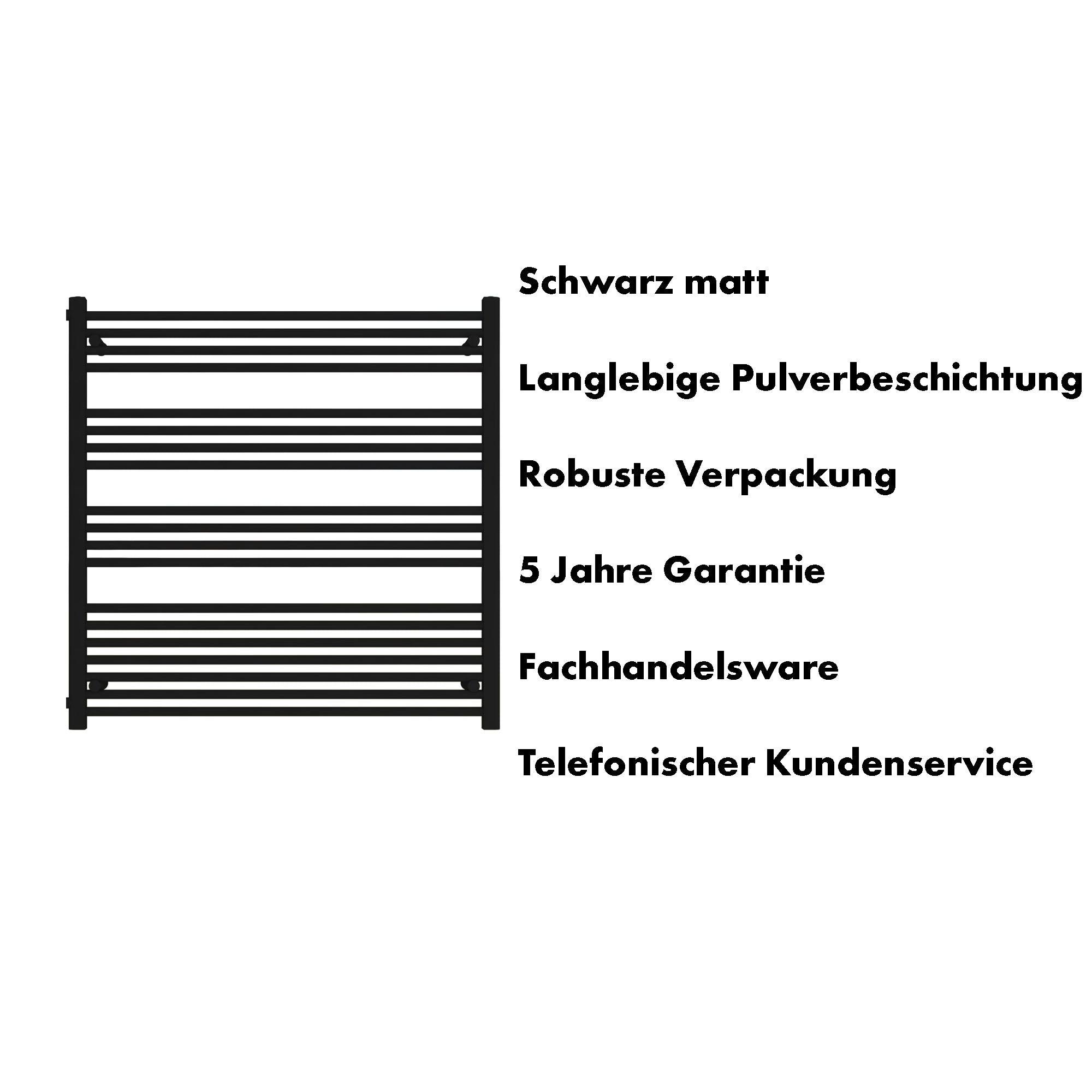 Badheizkörper Andromeda mit Seitenanschluss schwarz matt - badheizkoerper.net