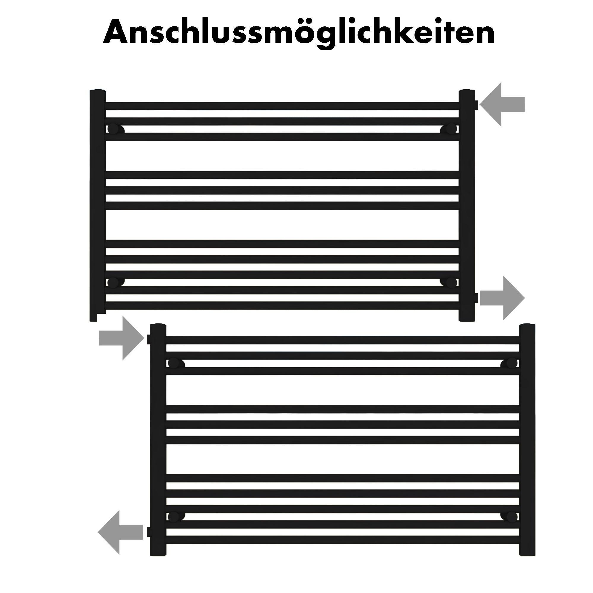 Badheizkörper Andromeda mit Seitenanschluss schwarz matt - badheizkoerper.net