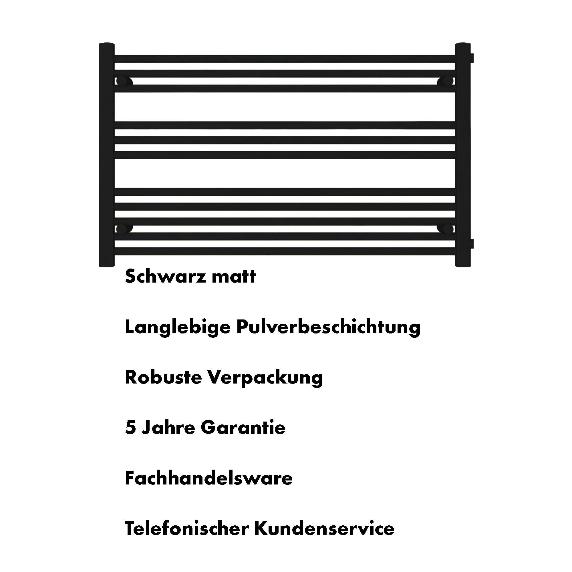 Badheizkörper Andromeda mit Seitenanschluss schwarz matt - badheizkoerper.net