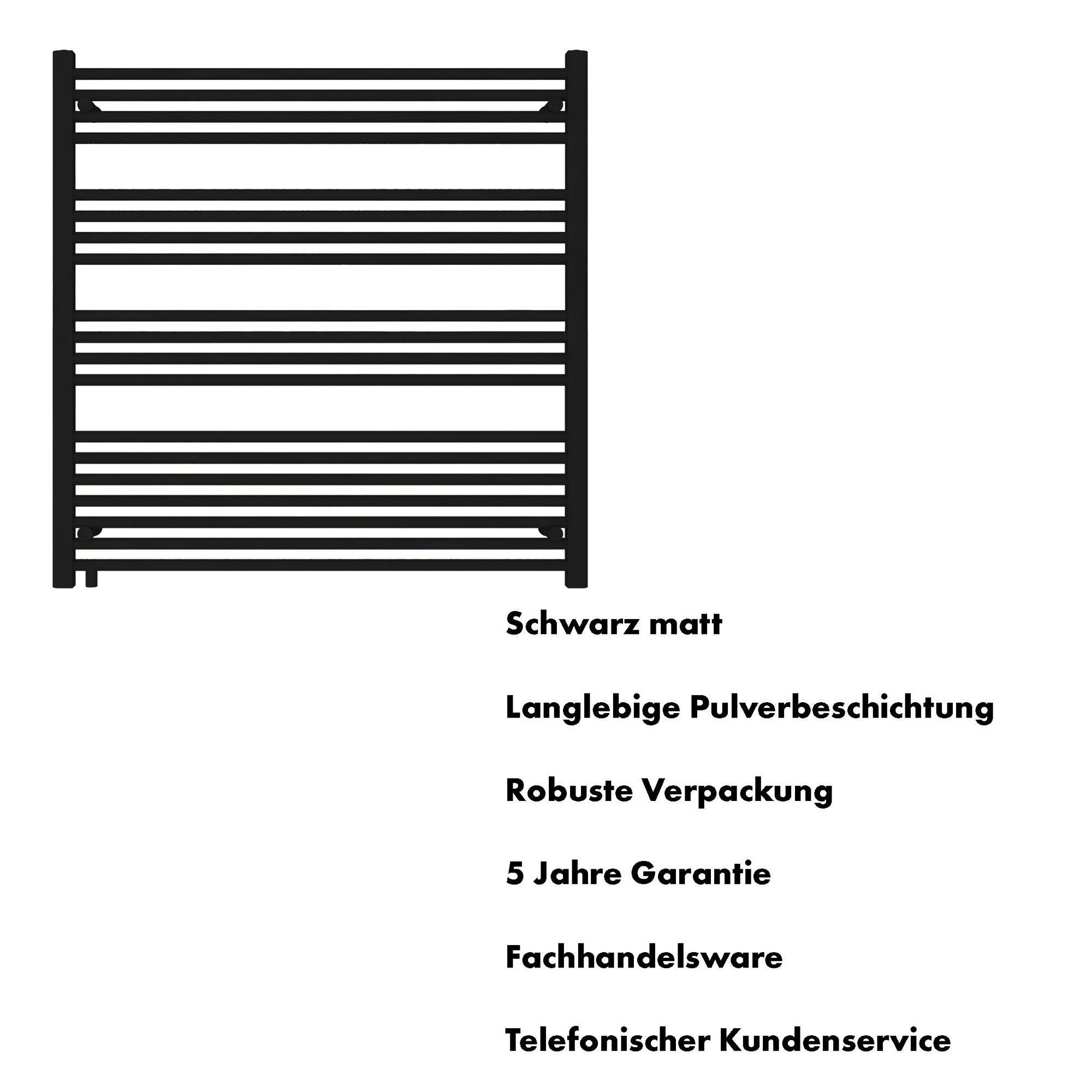 Badheizkörper Pegasus mit Seitenanschluss schwarz matt - badheizkoerper.net