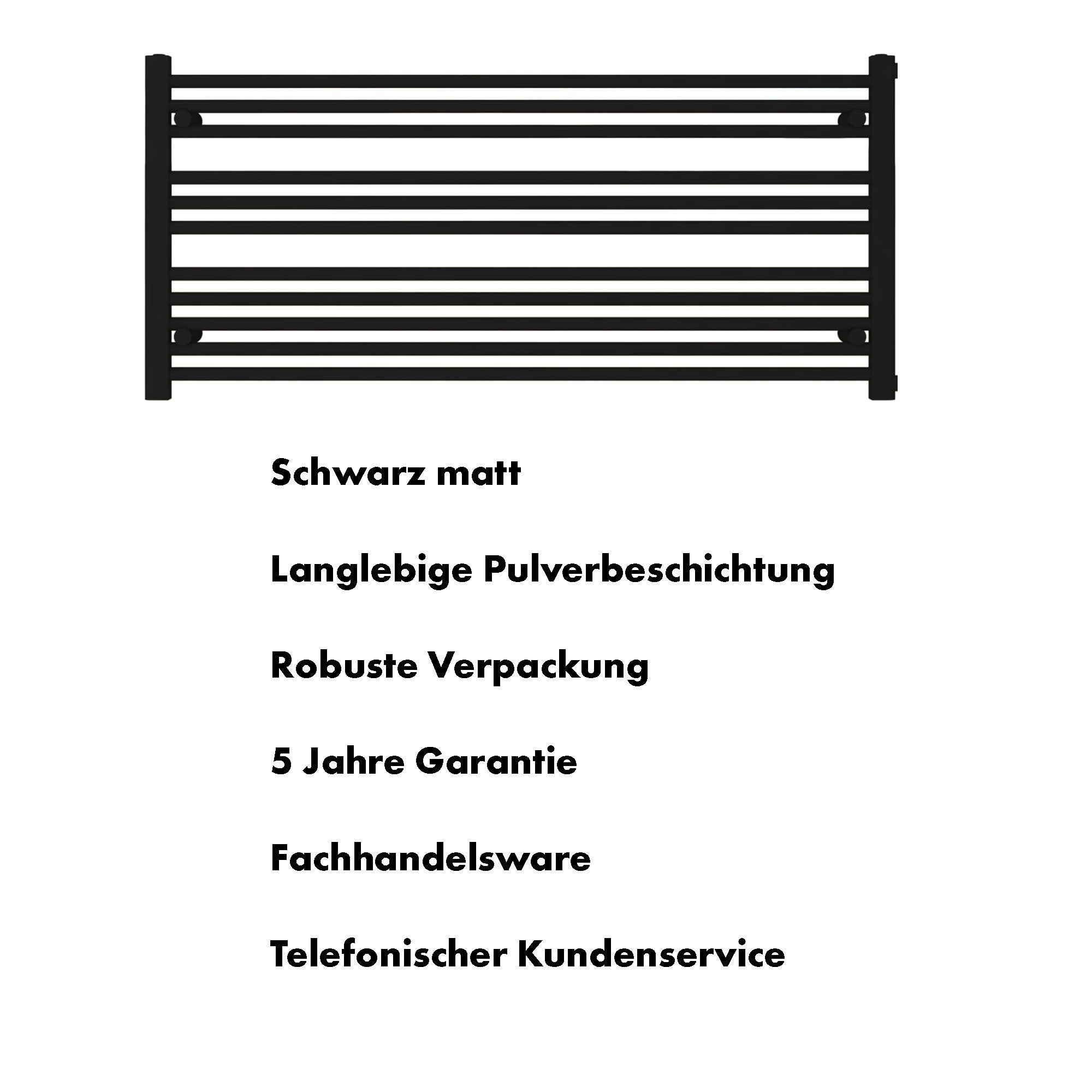 Badheizkörper Andromeda mit Seitenanschluss schwarz matt - badheizkoerper.net