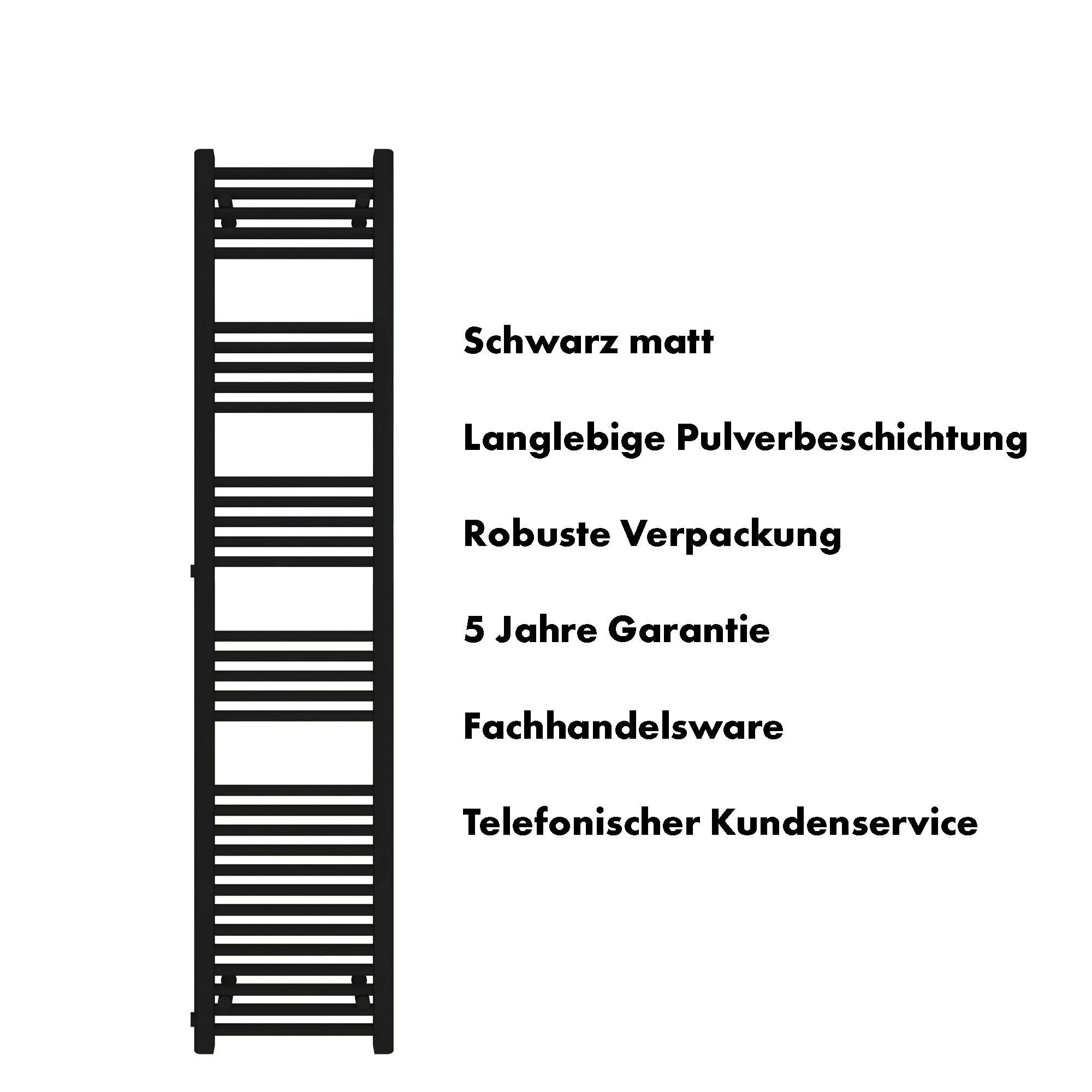 Badheizkörper Andromeda mit Seitenanschluss schwarz matt - badheizkoerper.net