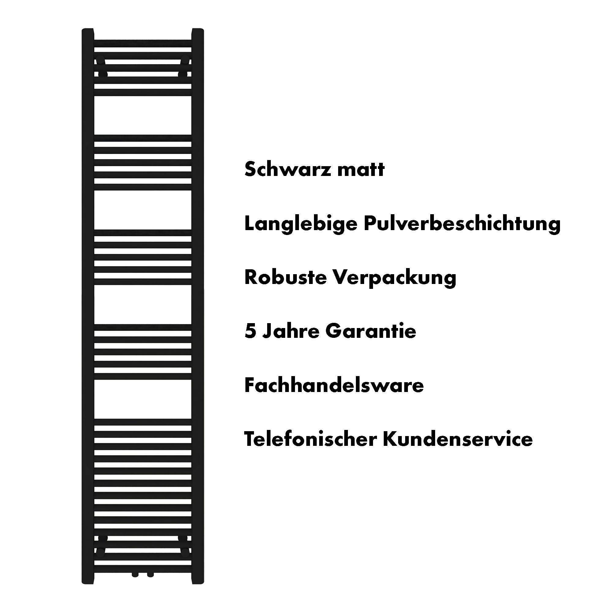 Badheizkörper Carina mit Mittelanschluss schwarz matt - badheizkoerper.net