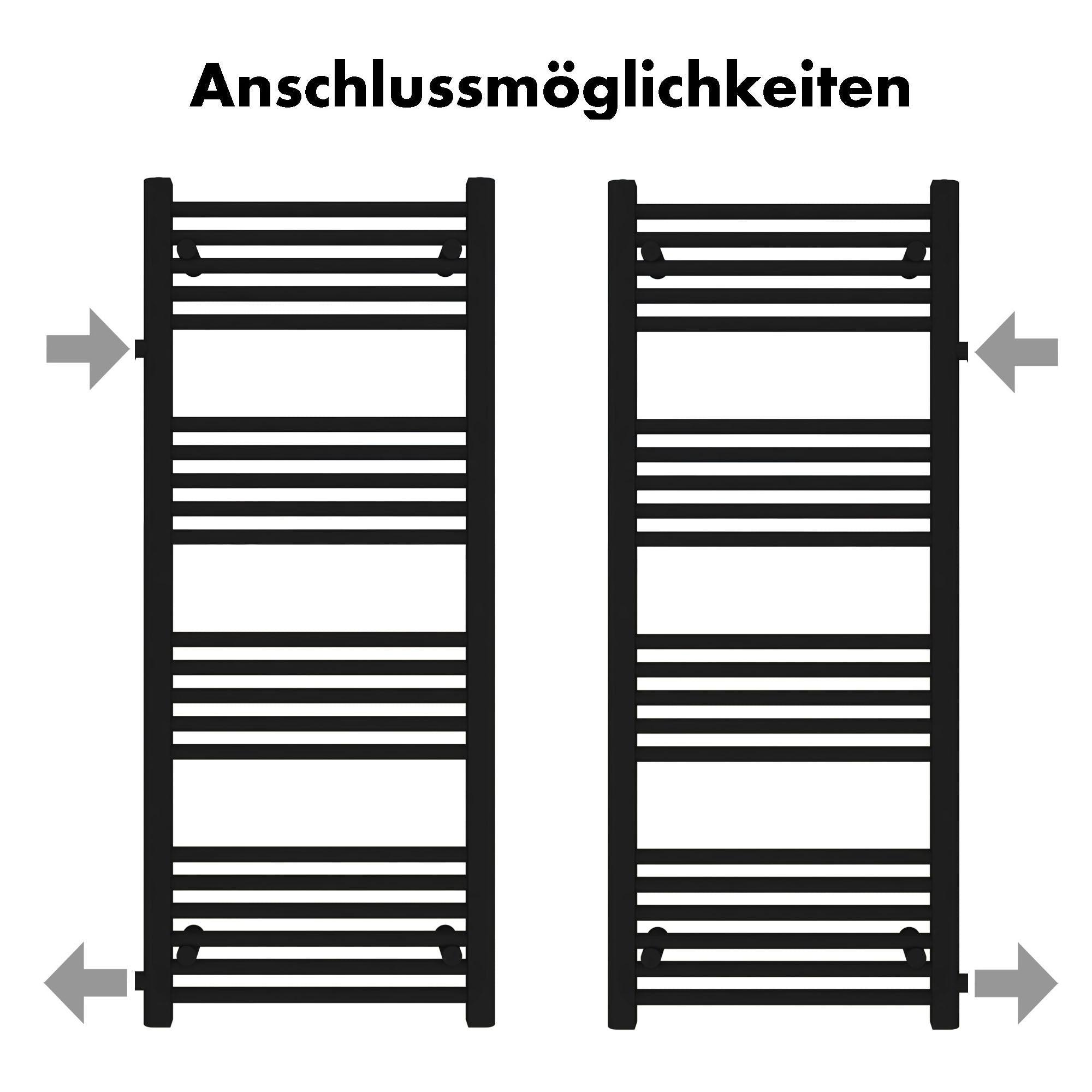 Badheizkörper Andromeda mit Seitenanschluss schwarz matt - badheizkoerper.net