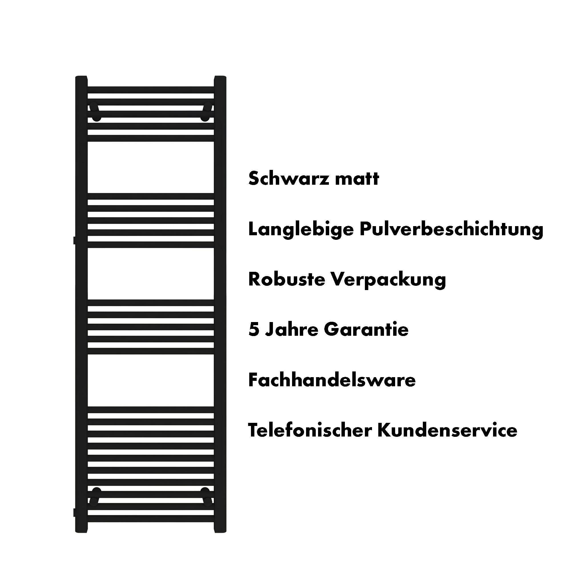 Badheizkörper Andromeda mit Seitenanschluss schwarz matt - badheizkoerper.net