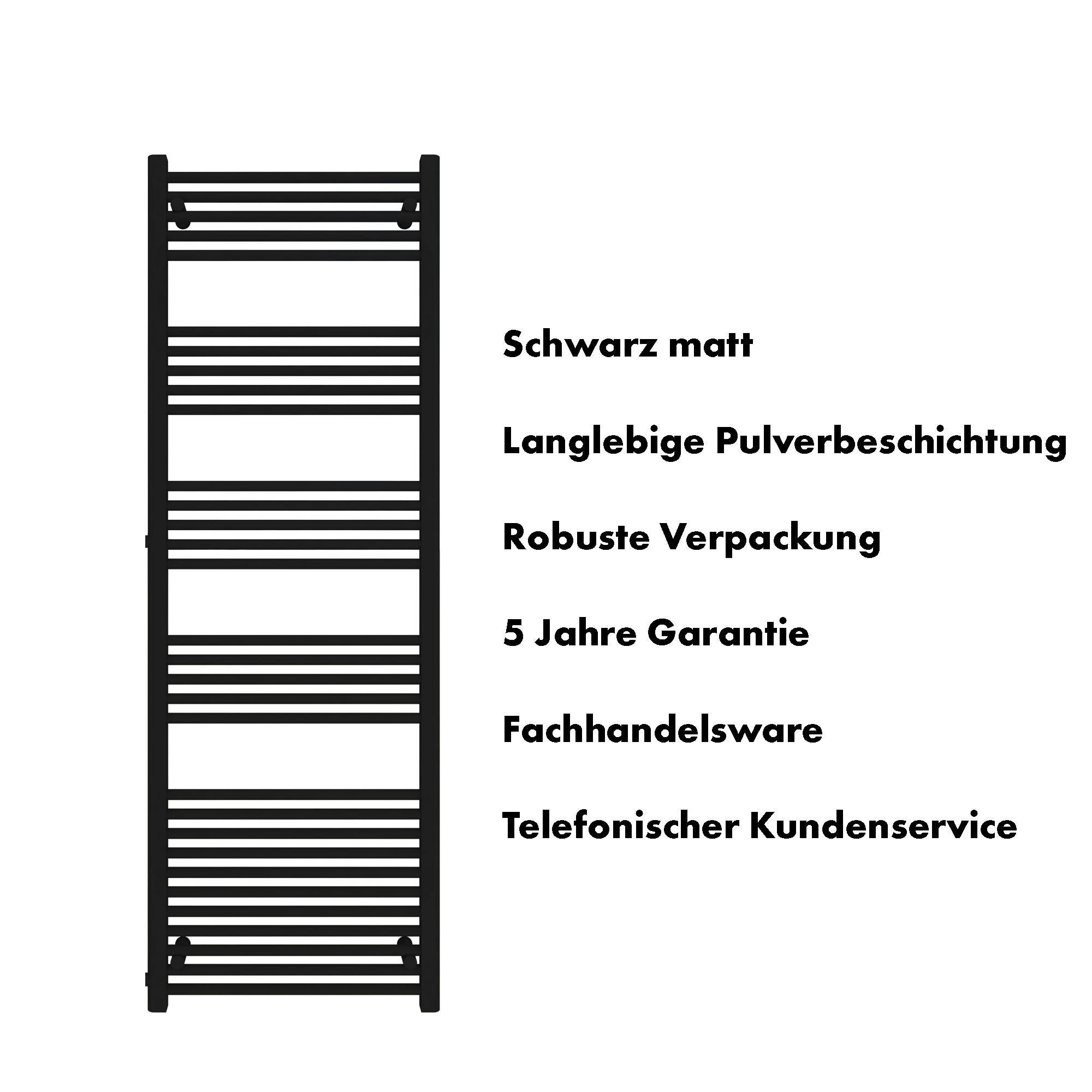 Badheizkörper Andromeda mit Seitenanschluss schwarz matt - badheizkoerper.net