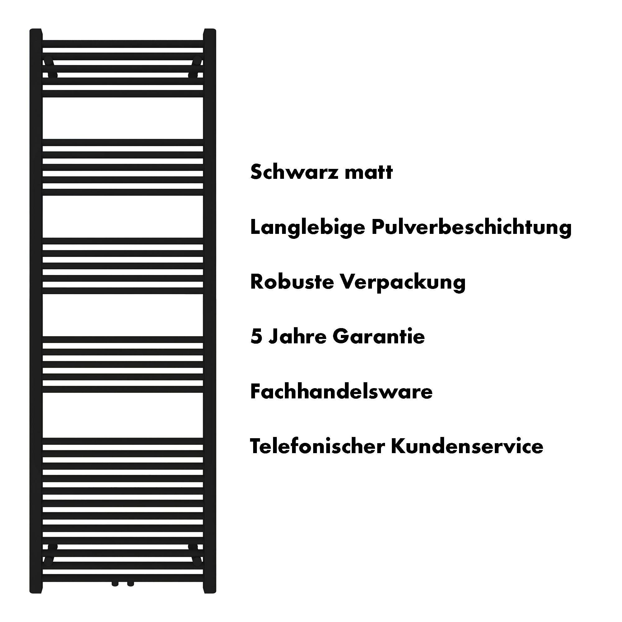 Badheizkörper Carina mit Mittelanschluss schwarz matt - badheizkoerper.net