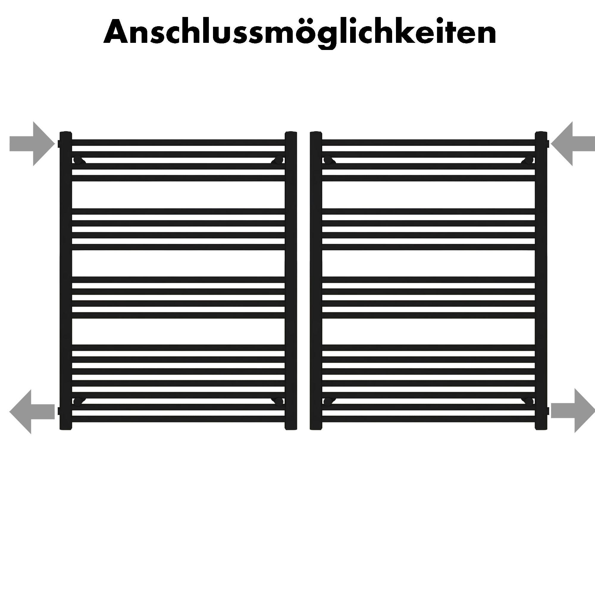 Badheizkörper Andromeda mit Seitenanschluss schwarz matt - badheizkoerper.net