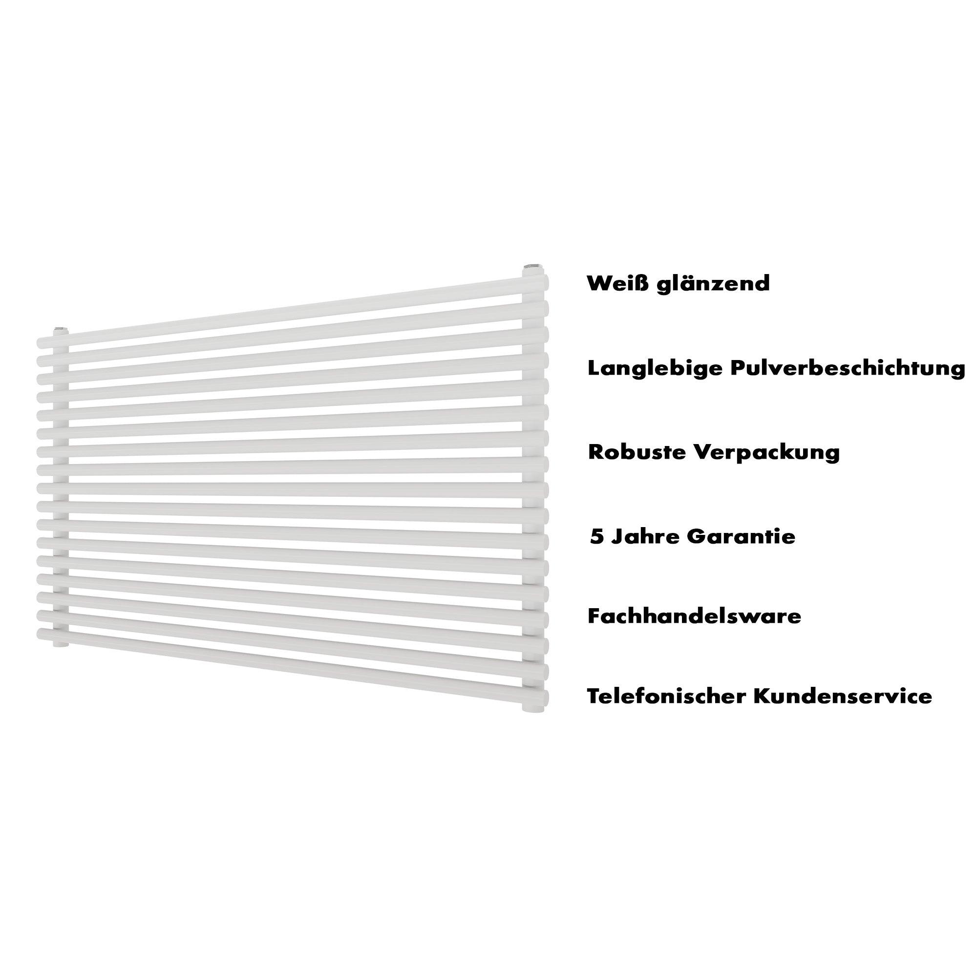 Badheizkörper Gloas Horizontal einlagig mit Seitenanschluss weiß - badheizkoerper.net