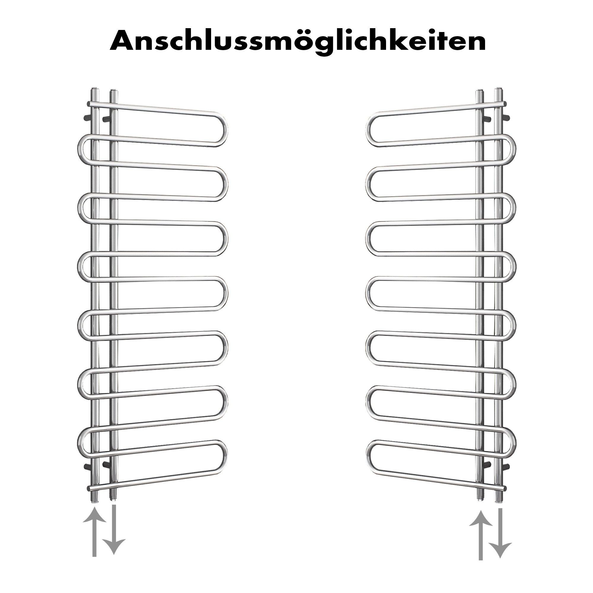 Badheizkörper Merga mit Seitenanschluss chrom - badheizkoerper.net