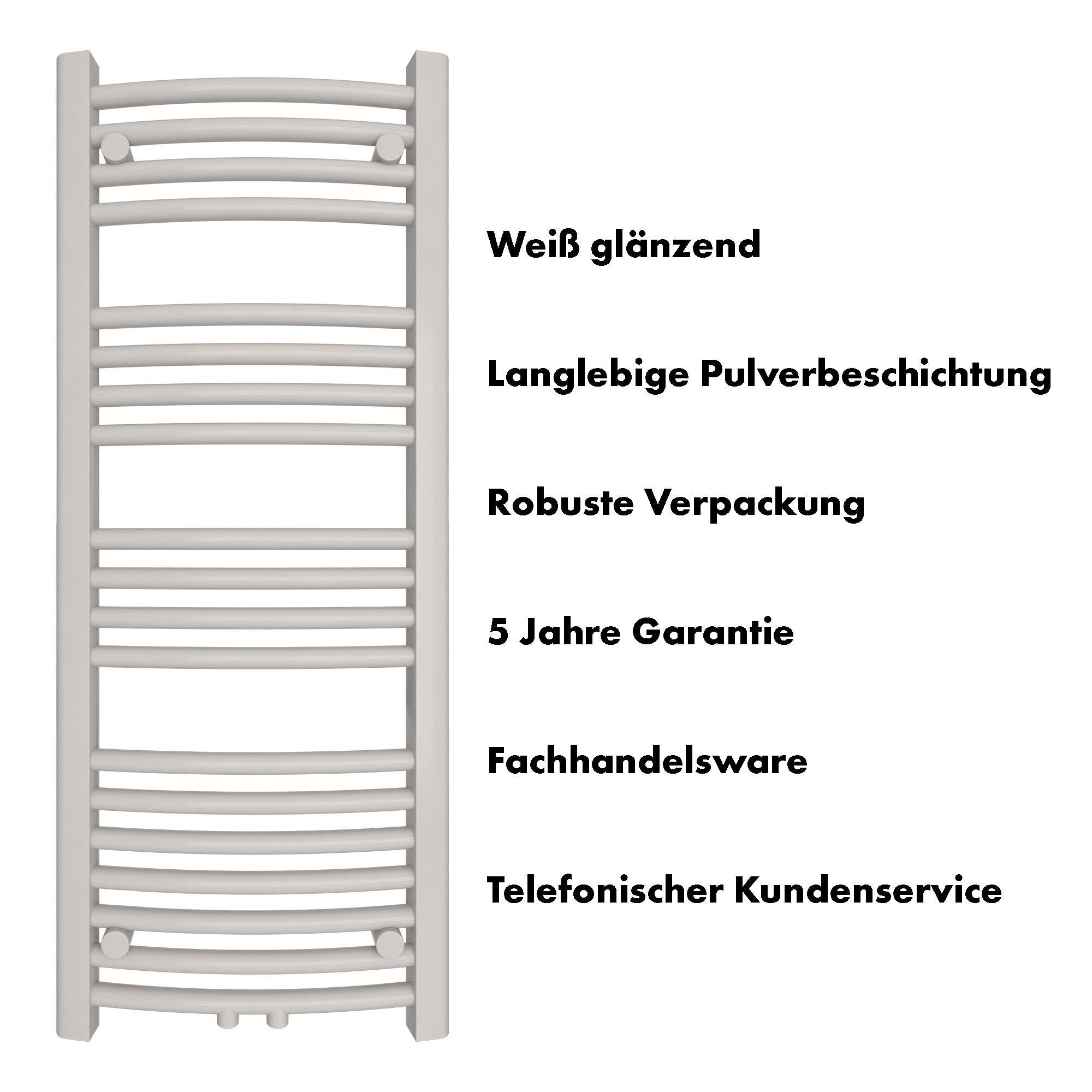 Badheizkörper Columba gebogen mit Mittelanschluss - badheizkoerper.net