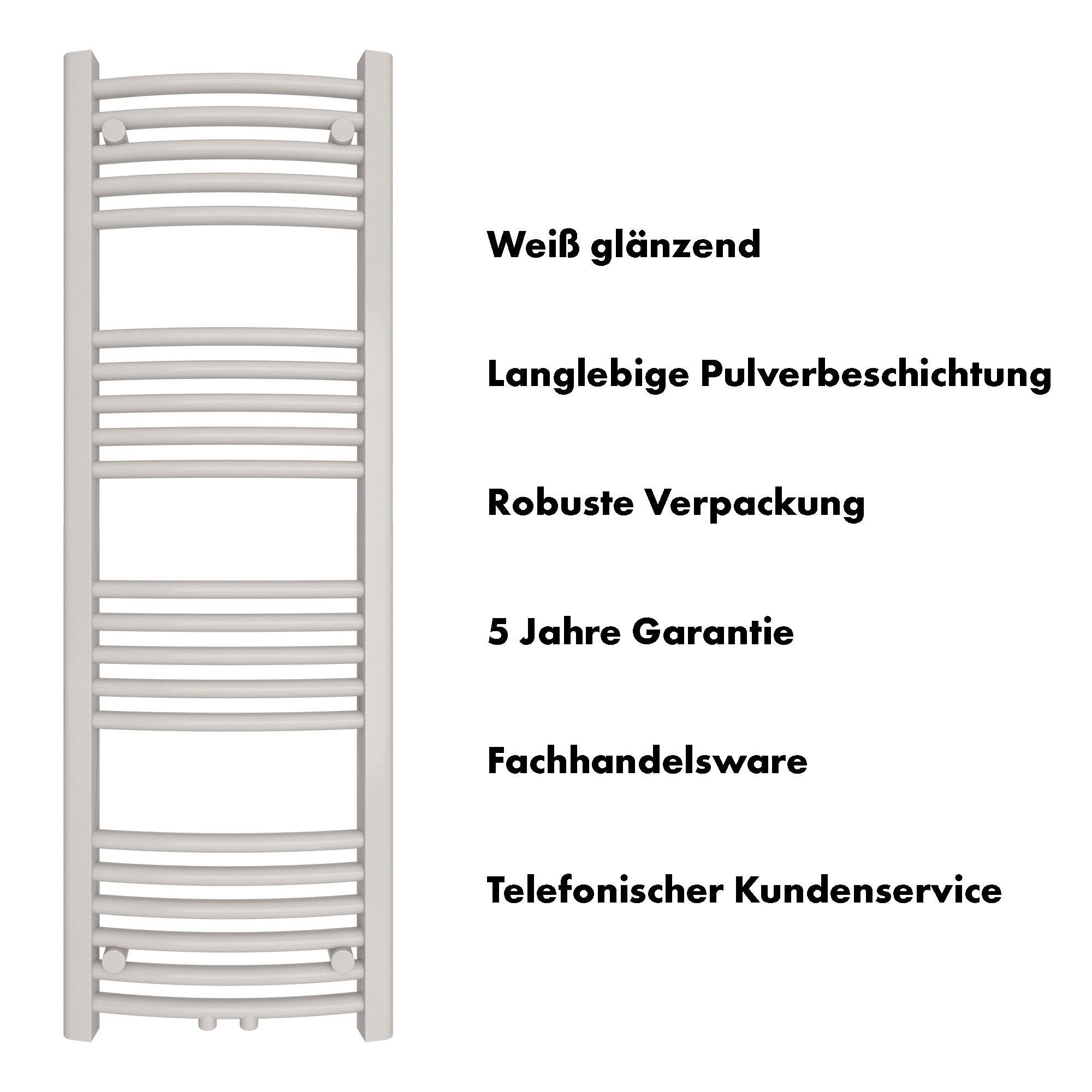 Badheizkörper Columba gebogen mit Mittelanschluss - badheizkoerper.net