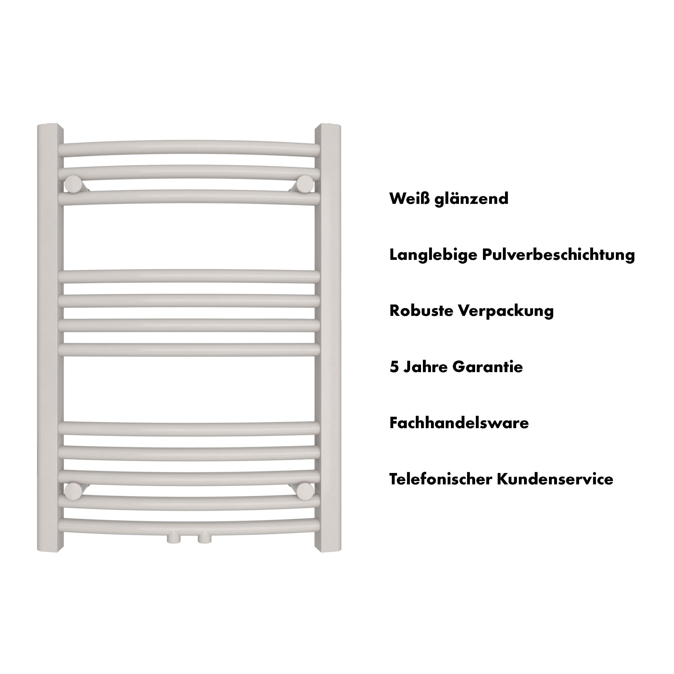 Badheizkörper Columba gebogen mit Mittelanschluss - badheizkoerper.net