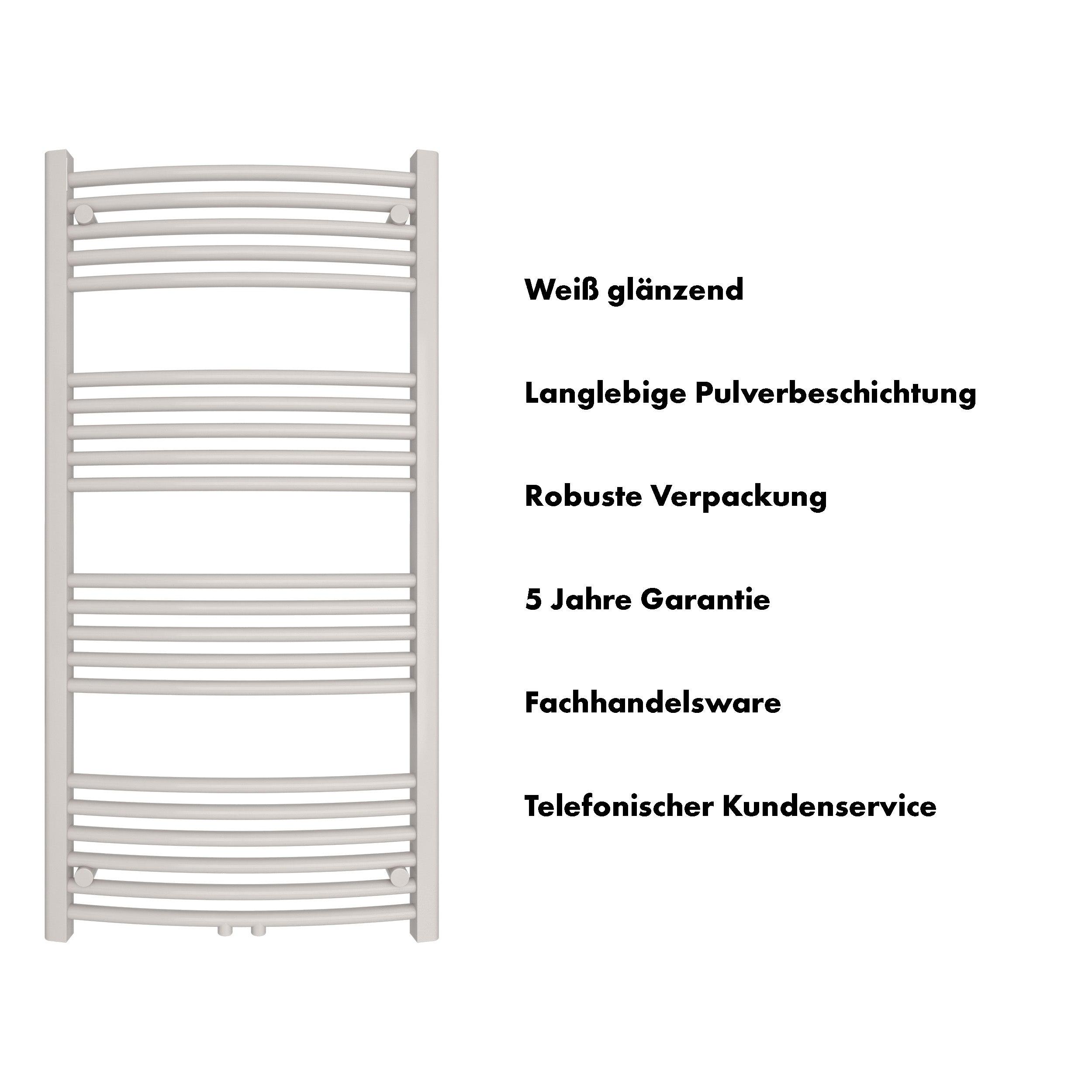 Badheizkörper Columba gebogen mit Mittelanschluss - badheizkoerper.net