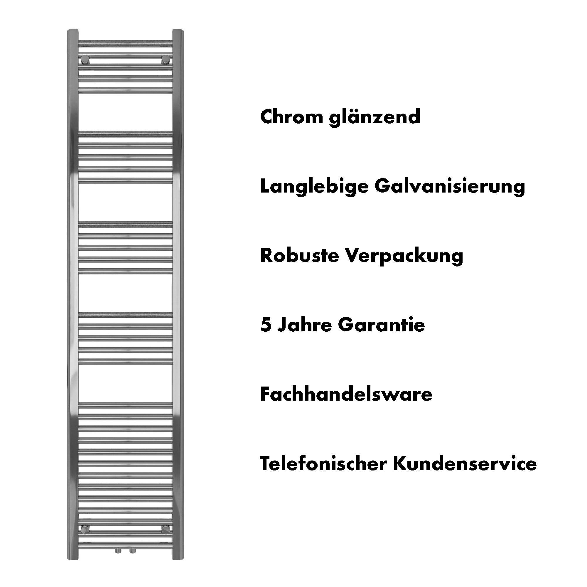 Badheizkörper Carina mit Mittelanschluss chrom - badheizkoerper.net