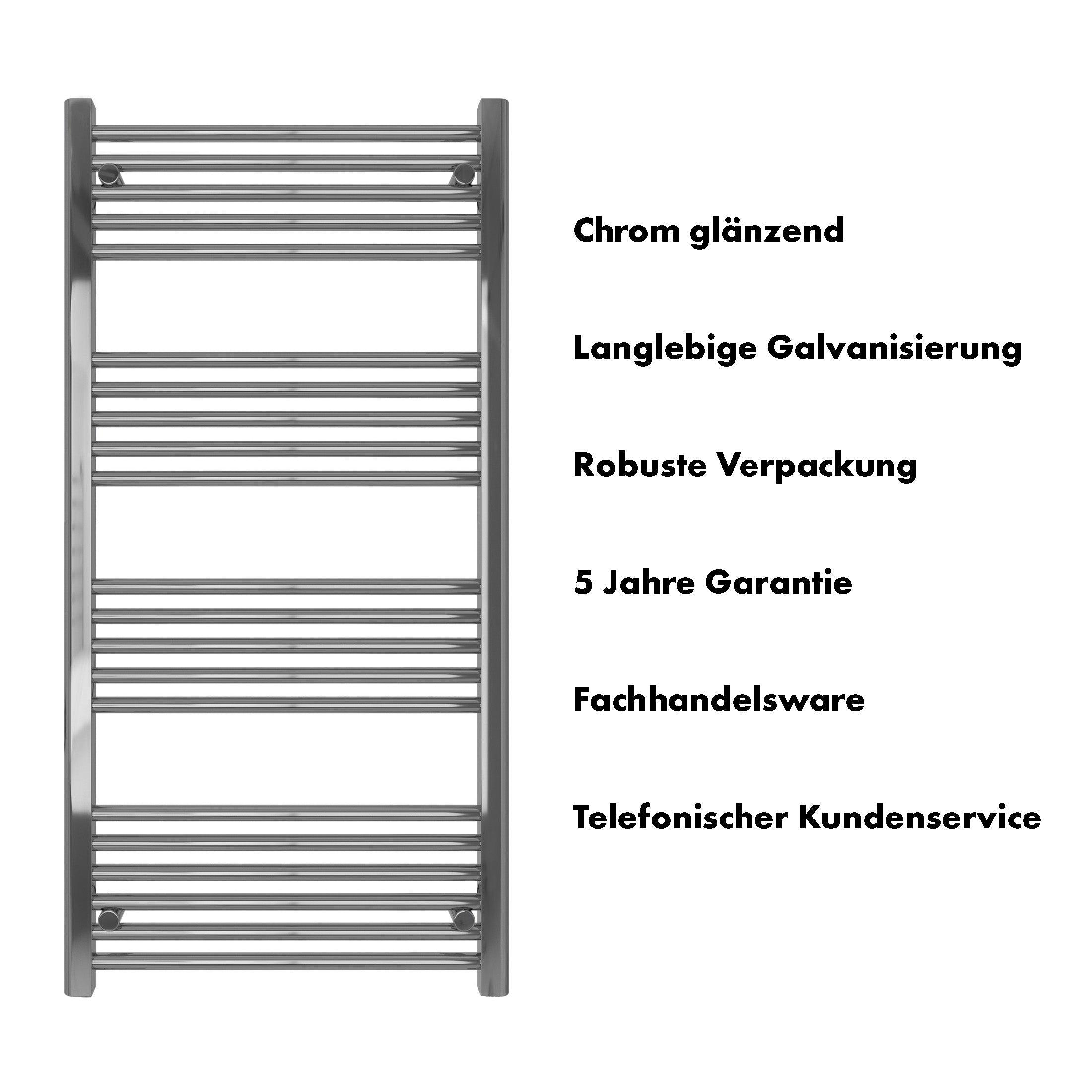 Badheizkörper Leo mit Seitenanschluss chrom - badheizkoerper.net